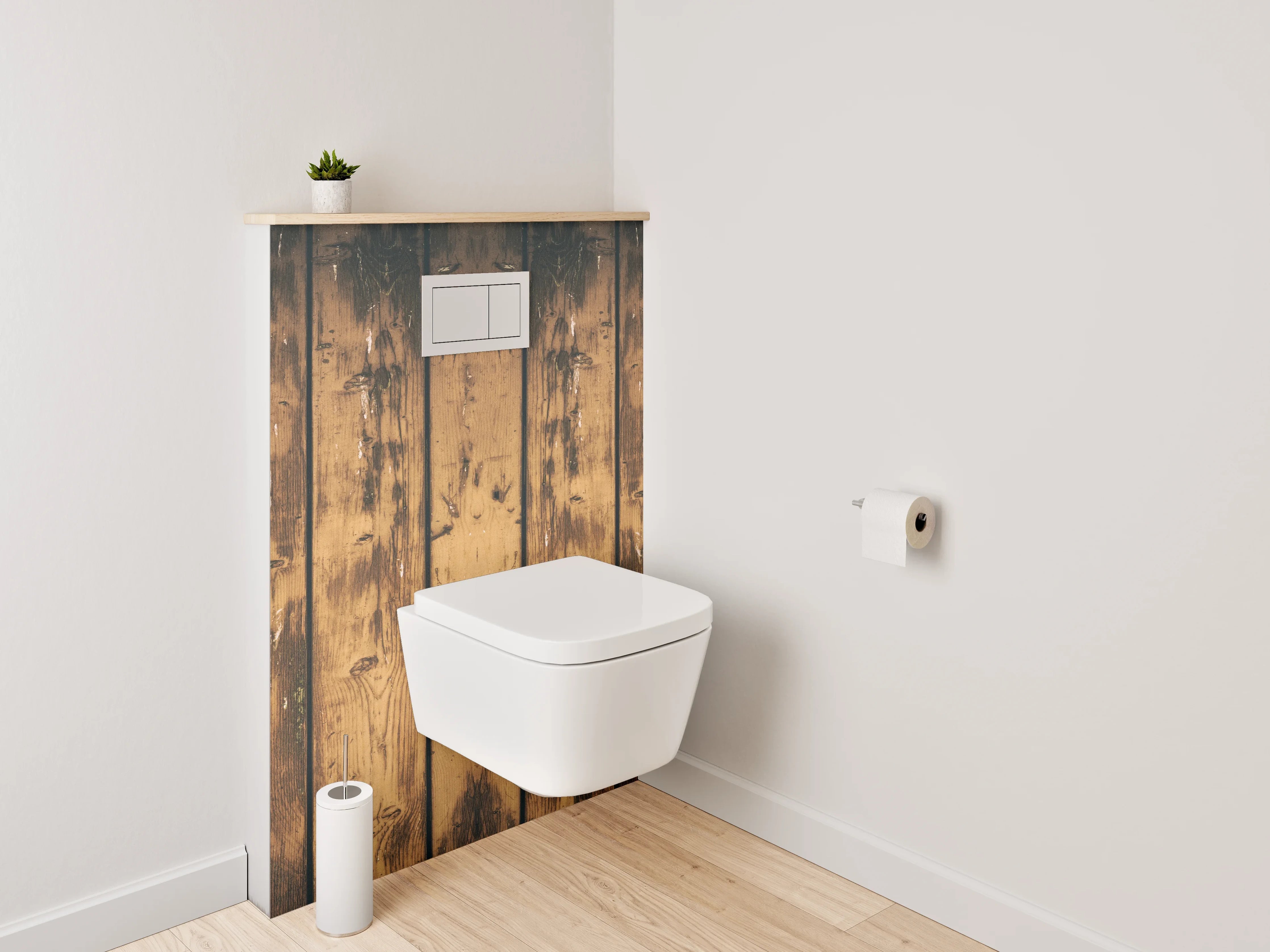 WC-Rückwand - Vintage Holz Wandpaneel Braun