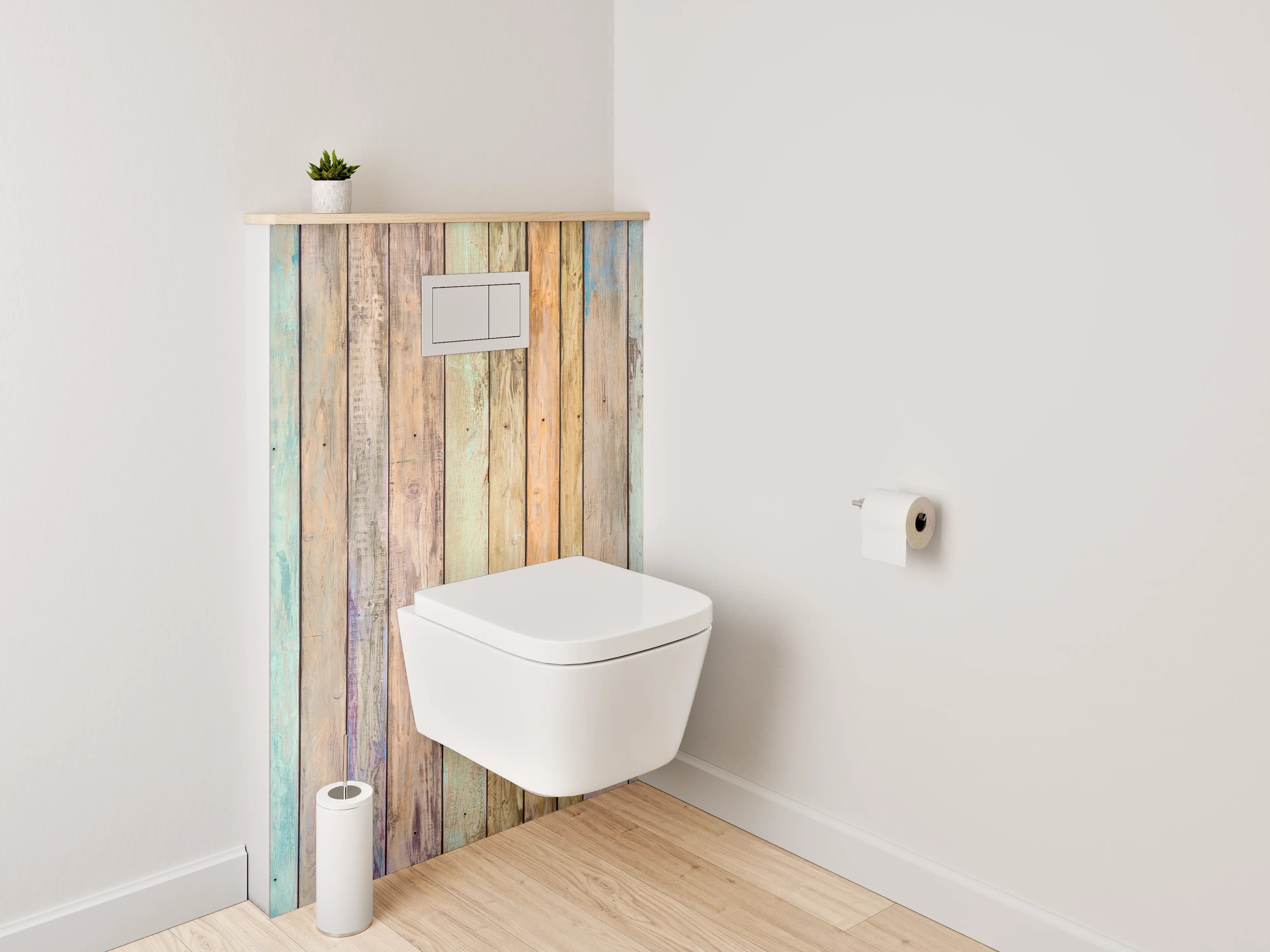 WC-Rückwand - Vintage Holz Wandpaneel Pastellfarben
