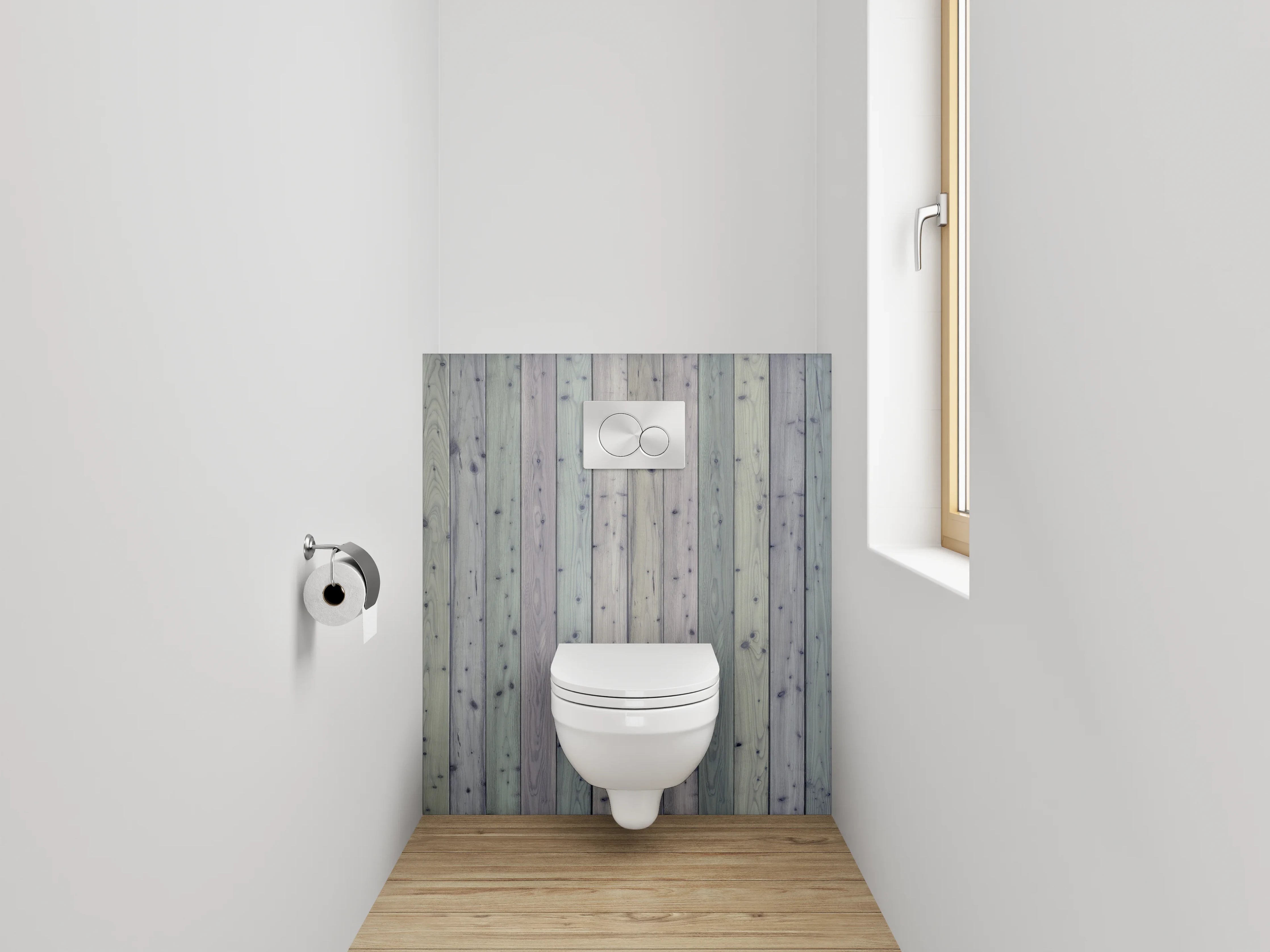 WC-Rückwand - Vintage Holzlatten Look Pastell