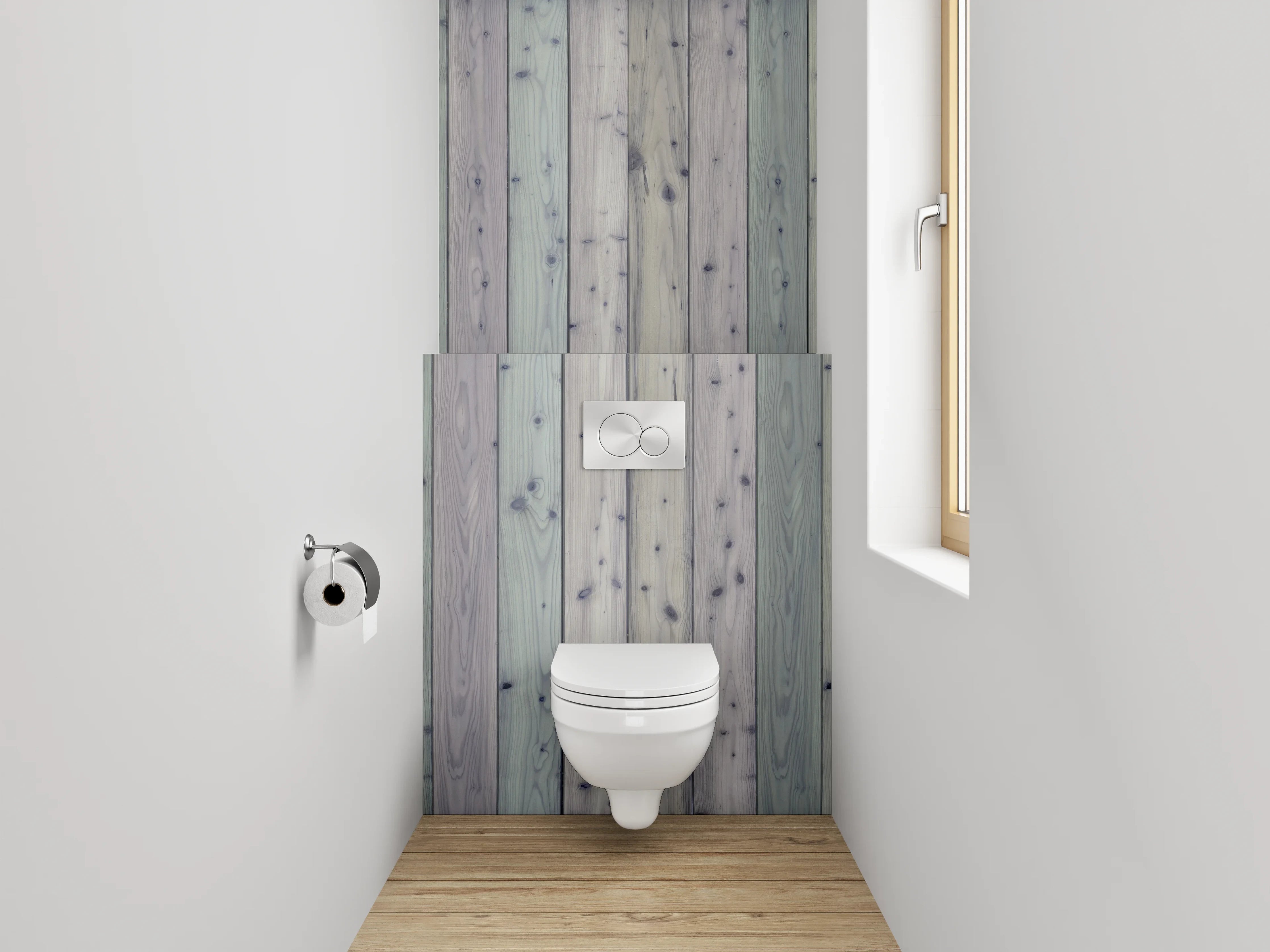 WC-Rückwand - Vintage Holzlatten Look Pastell