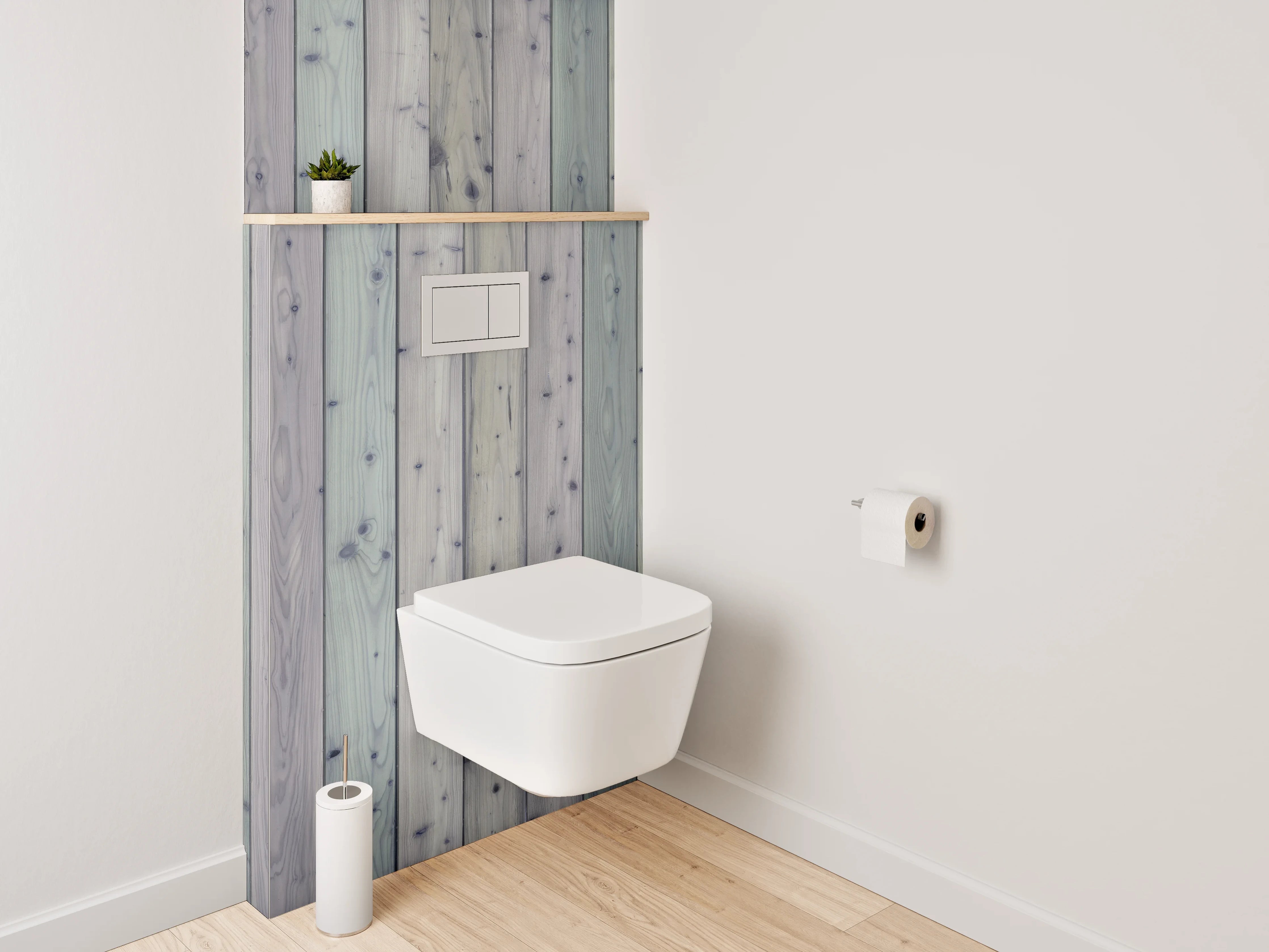 WC-Rückwand - Vintage Holzlatten Look Pastell