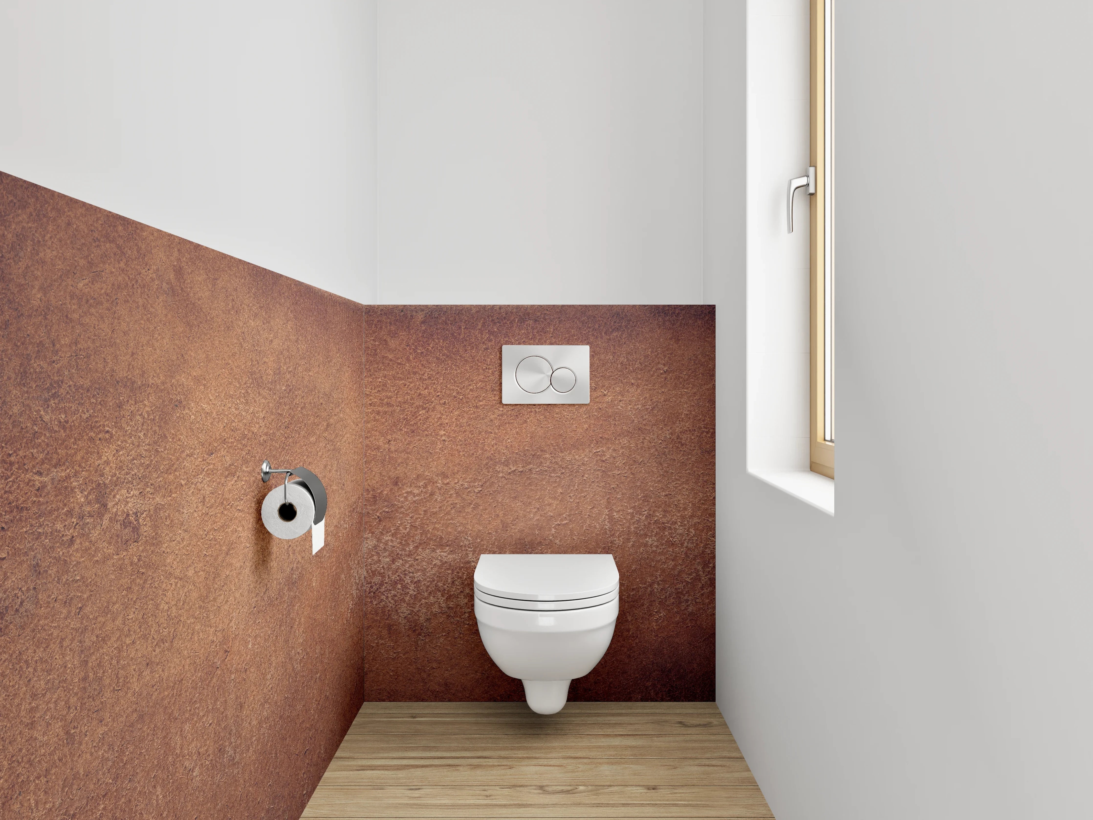WC-Rückwand - Vintage Lederoptik Braun Wanddekor