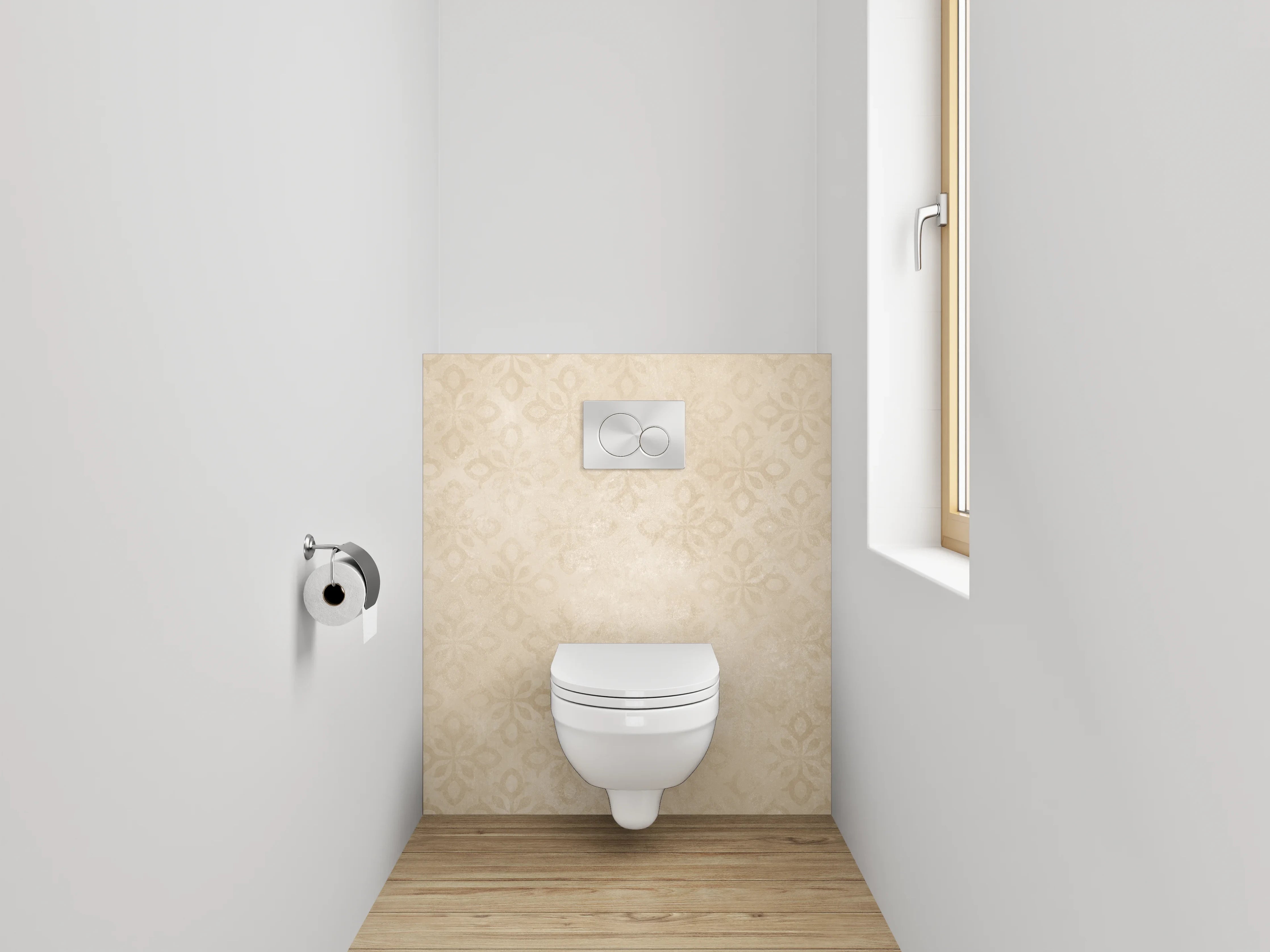 WC-Rückwand - Vintage Ornament Beige Tapete