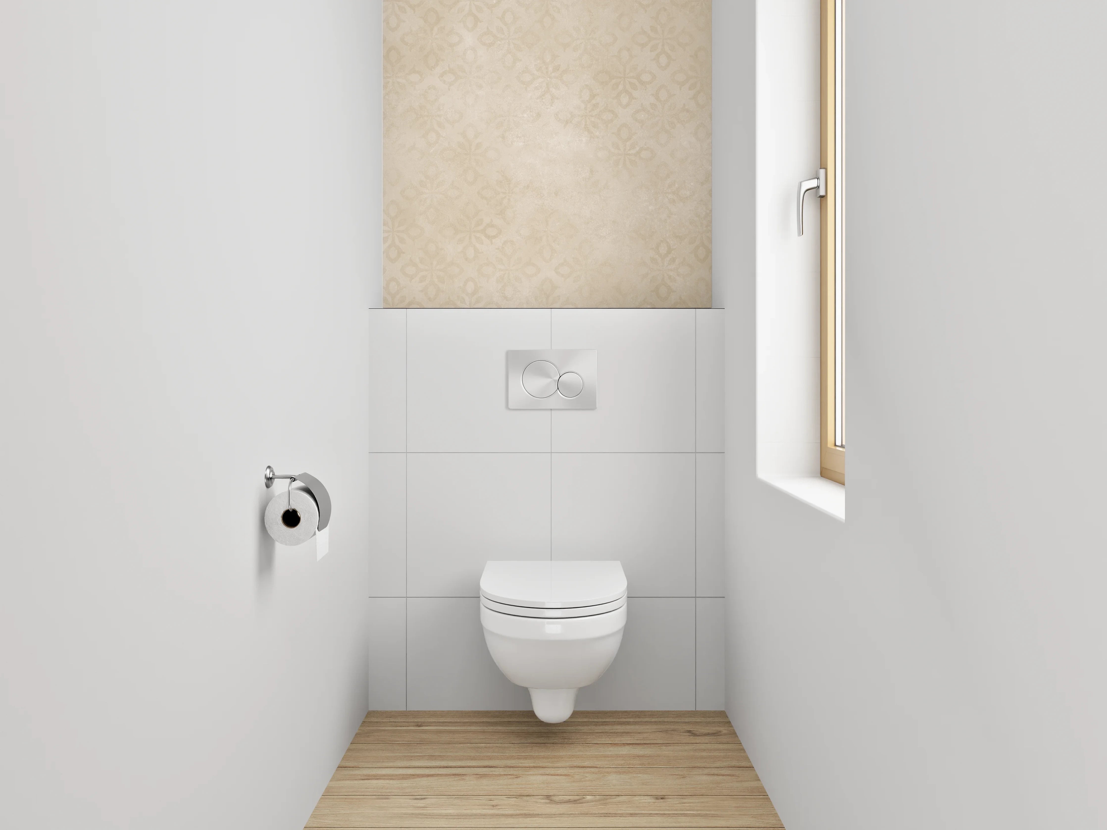 WC-Rückwand - Vintage Ornament Beige Tapete