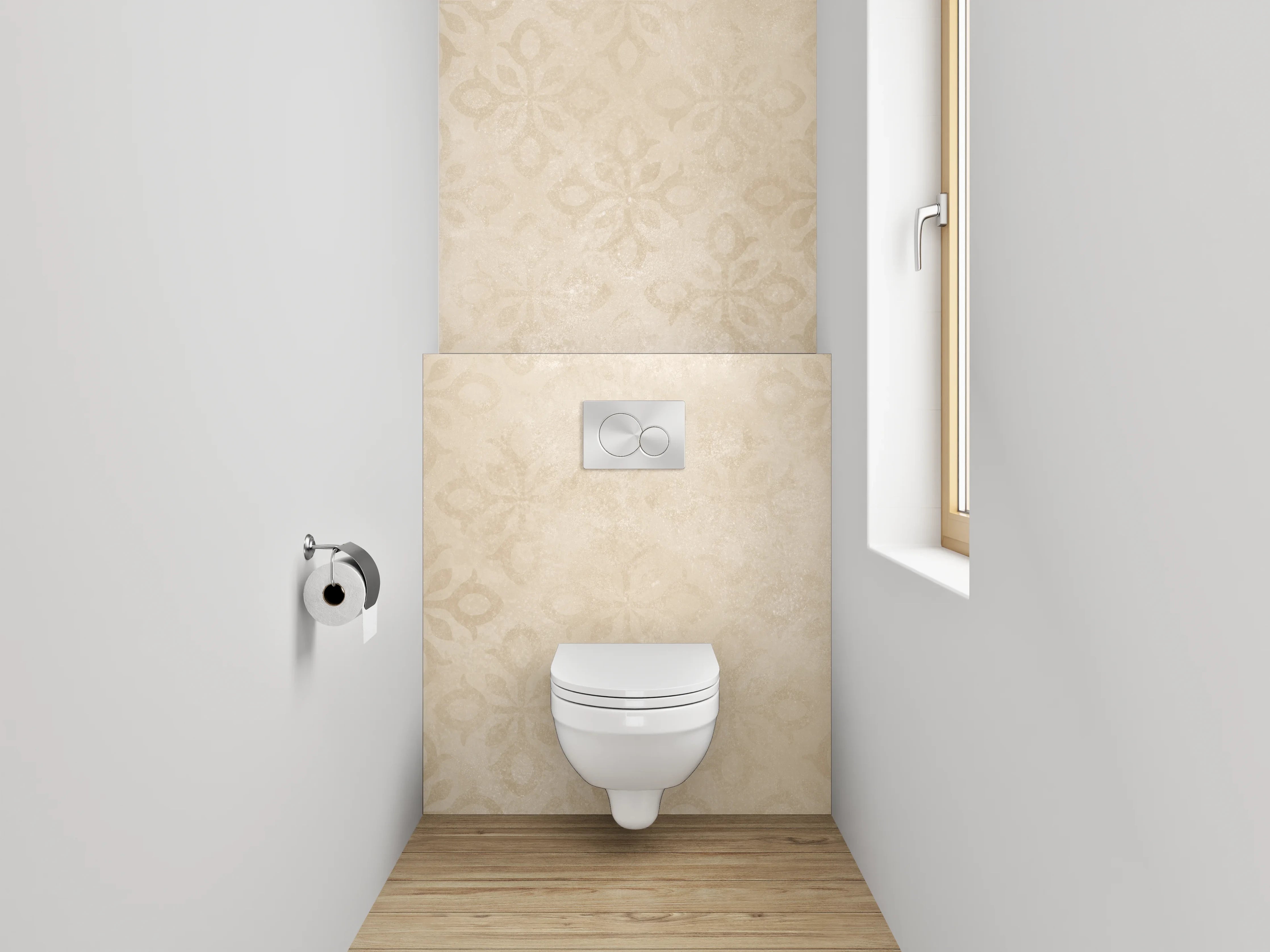 WC-Rückwand - Vintage Ornament Beige Tapete