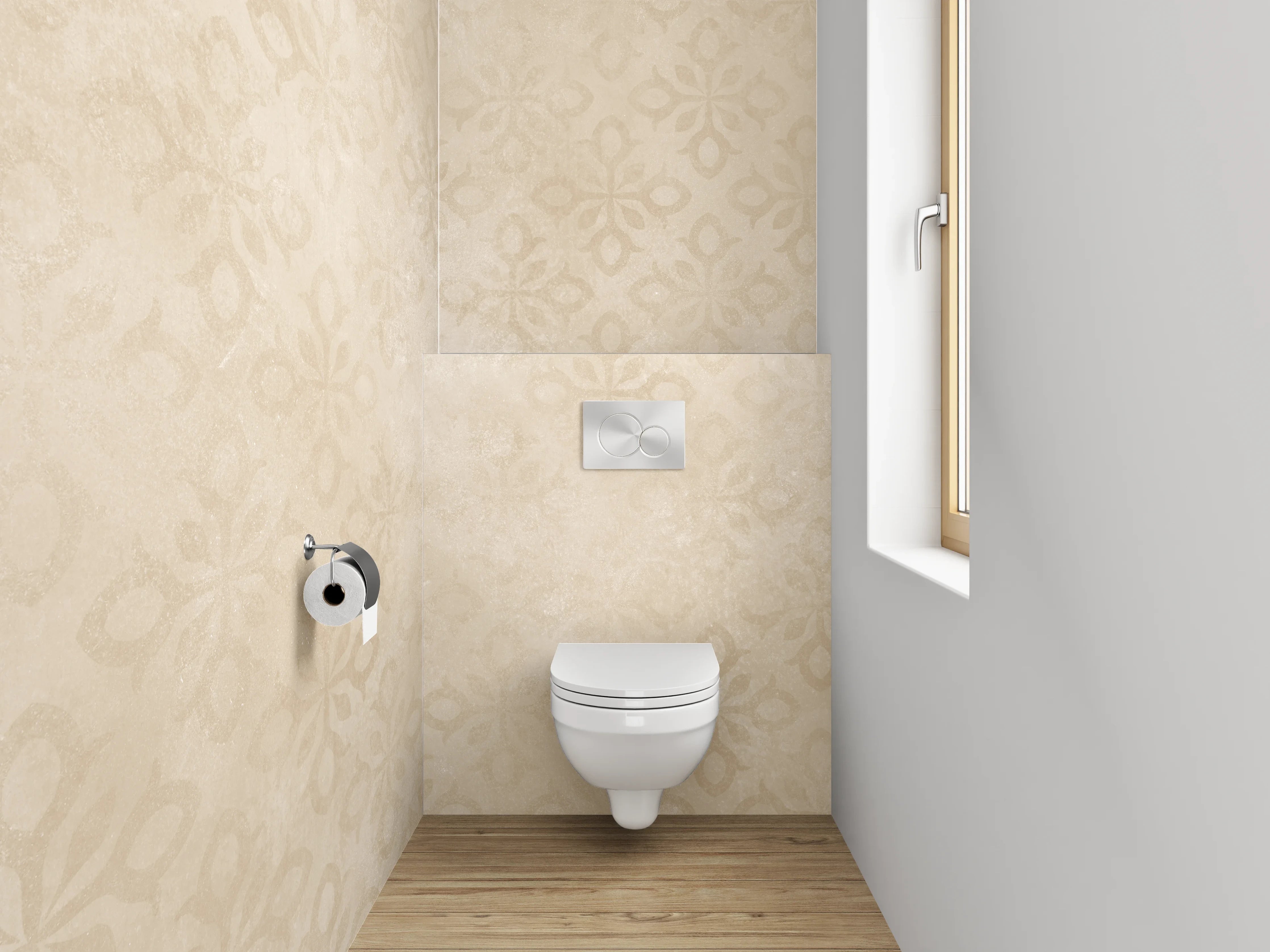 WC-Rückwand - Vintage Ornament Beige Tapete