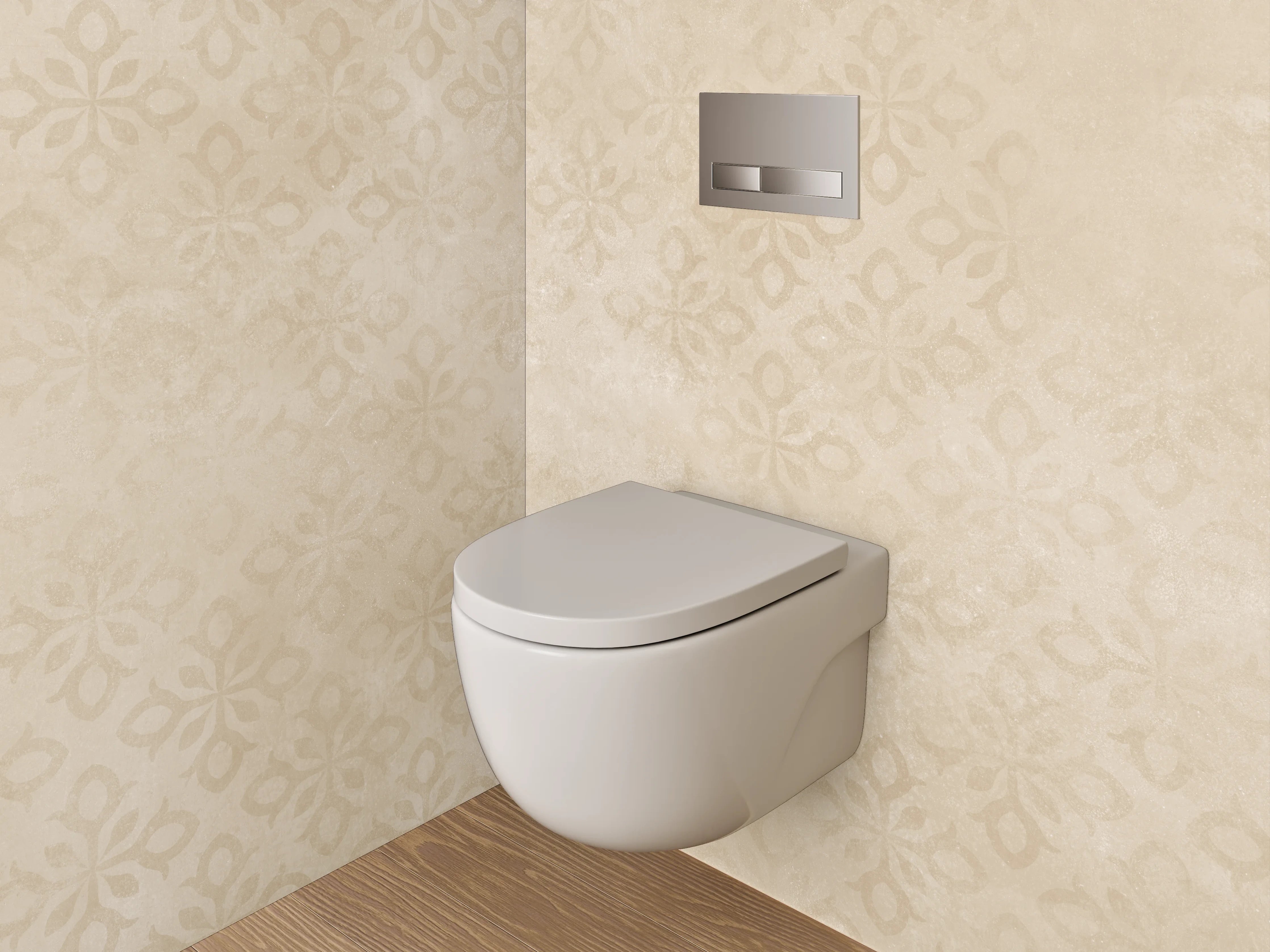 WC-Rückwand - Vintage Ornament Beige Tapete