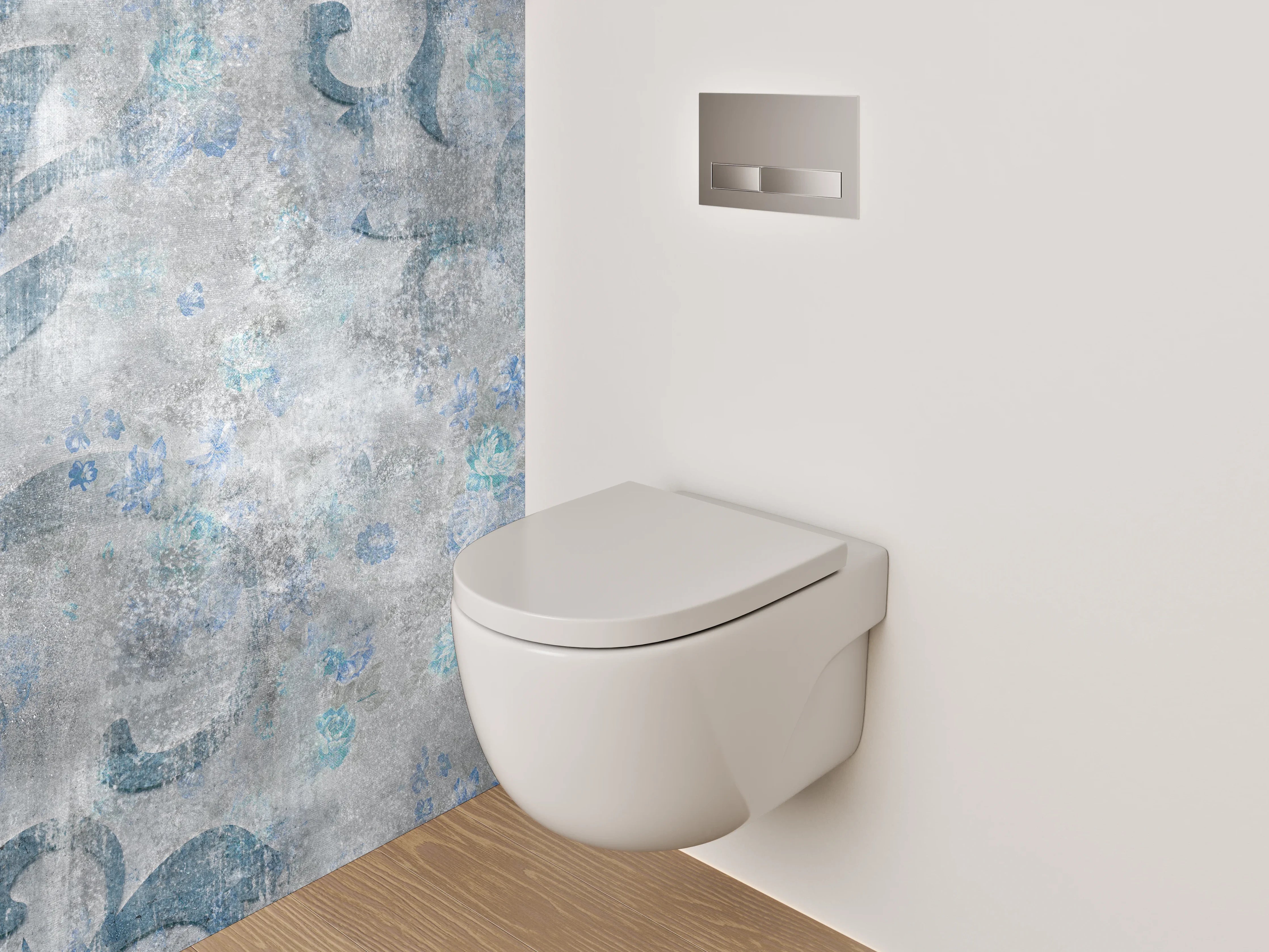 WC-Rückwand - Vintage Ornament Grau-Blau Wanddekor