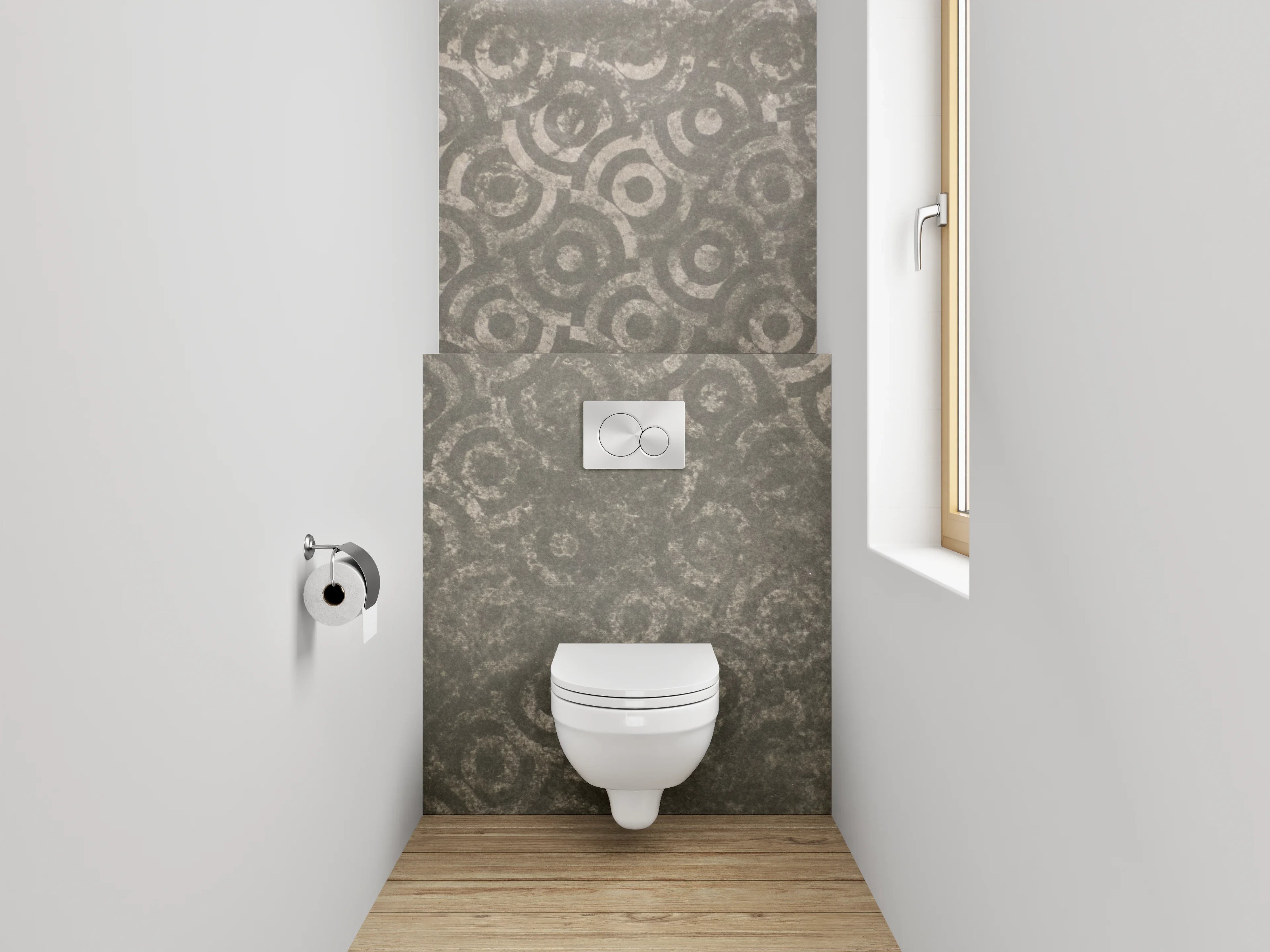 WC-Rückwand - Vintage Ornament Grau Fliesenmuster