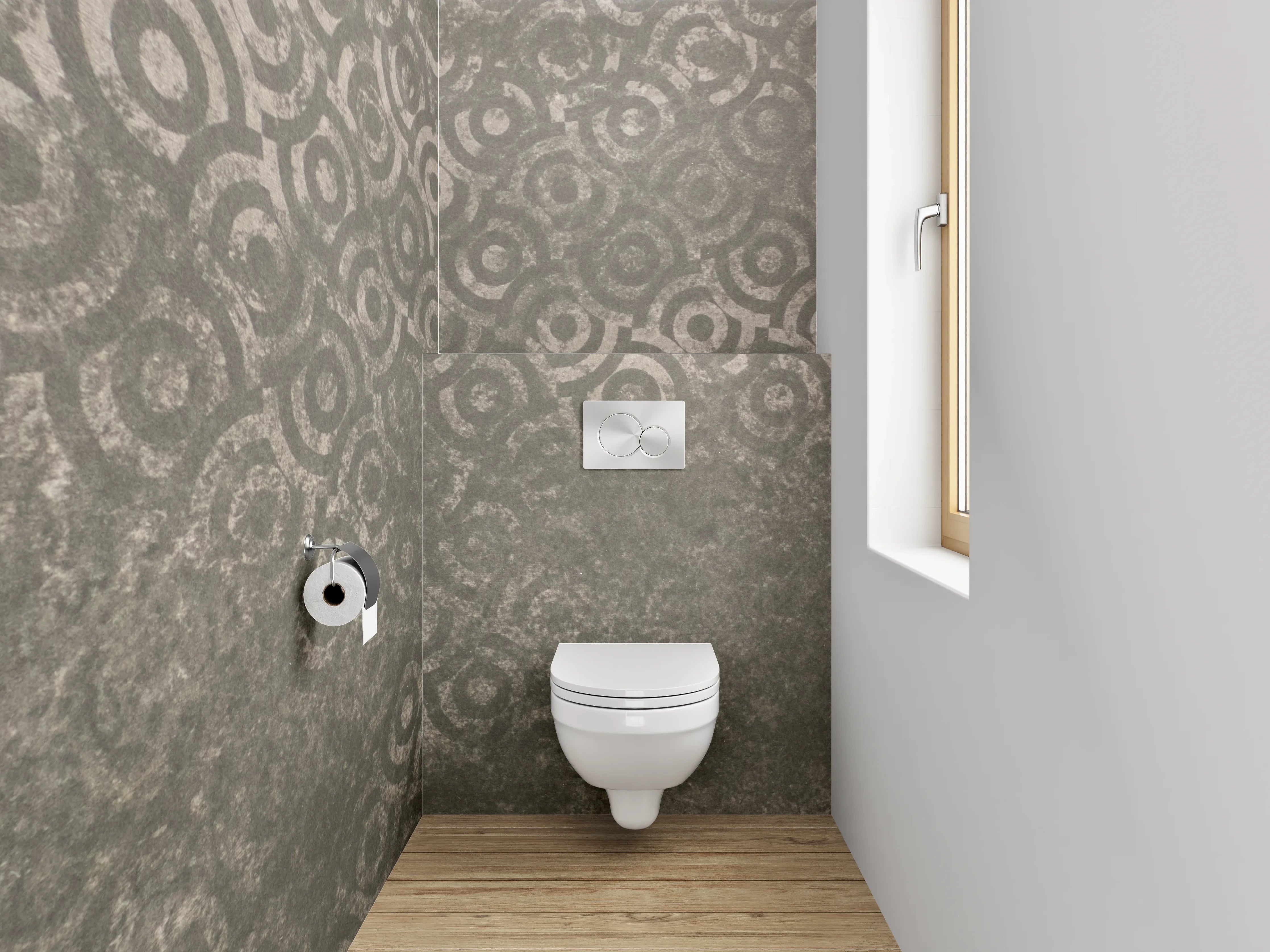 WC-Rückwand - Vintage Ornament Grau Fliesenmuster