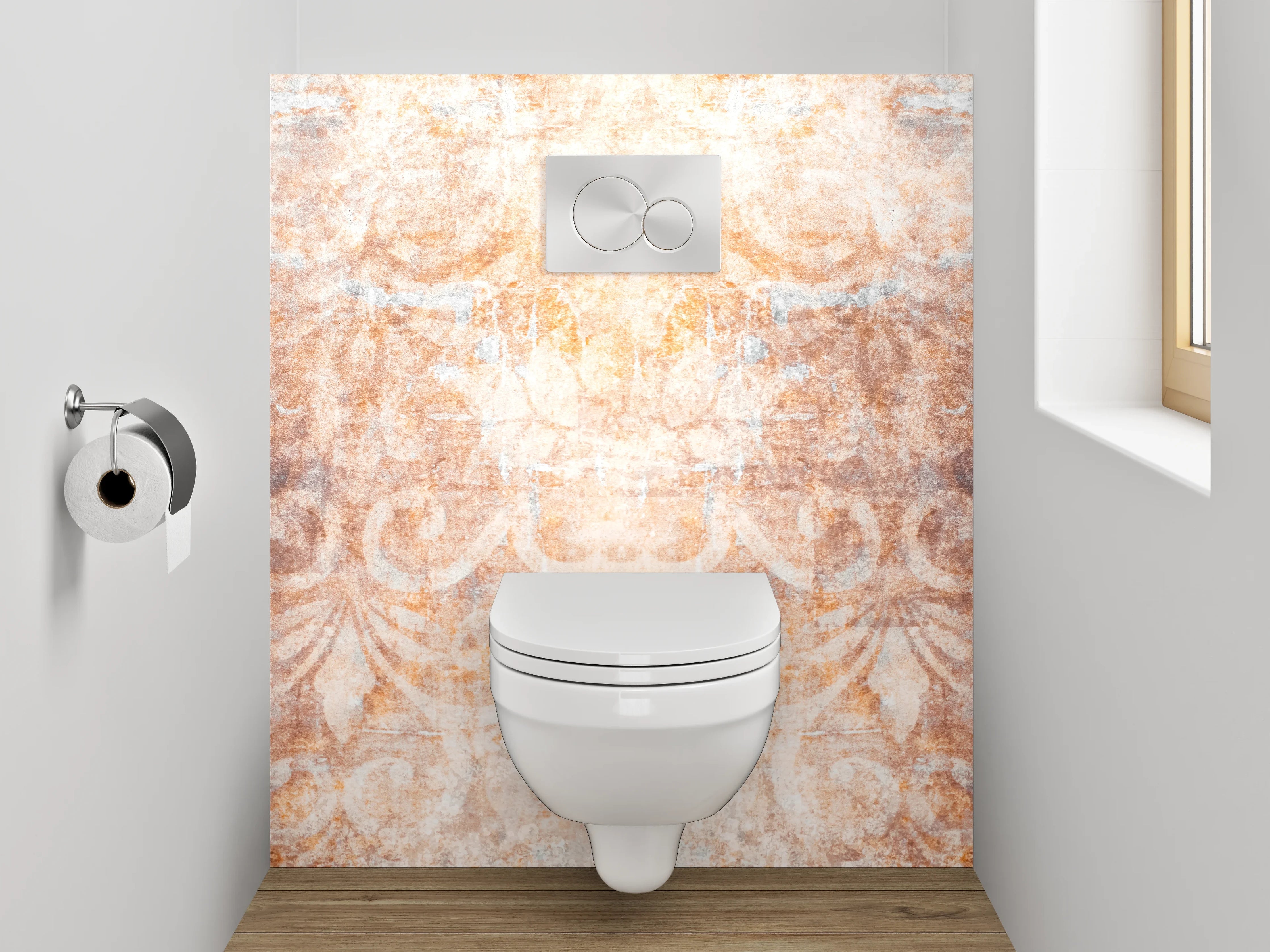 WC-Rückwand - Vintage Ornament Muster Beige Braun
