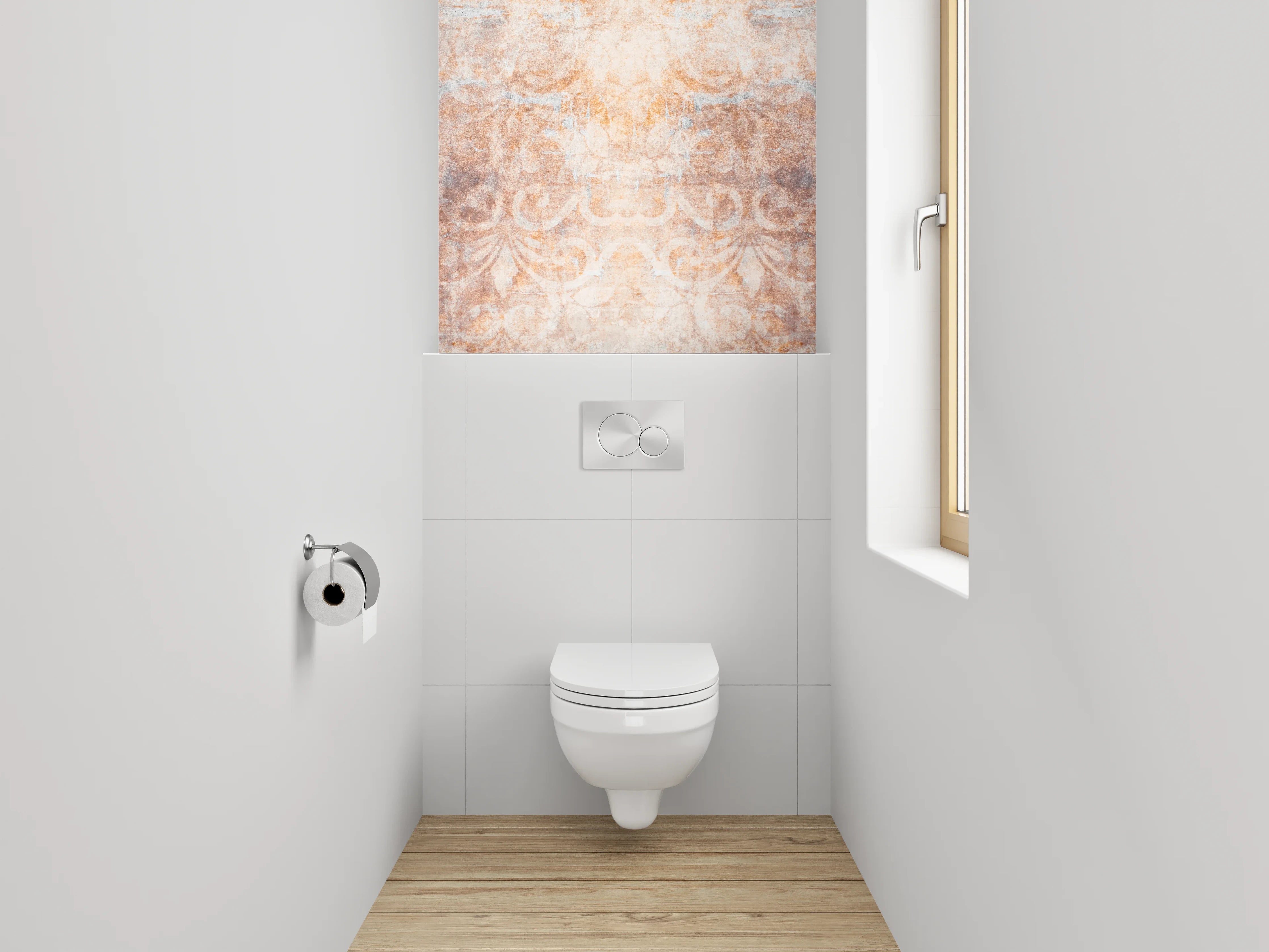 WC-Rückwand - Vintage Ornament Muster Beige Braun