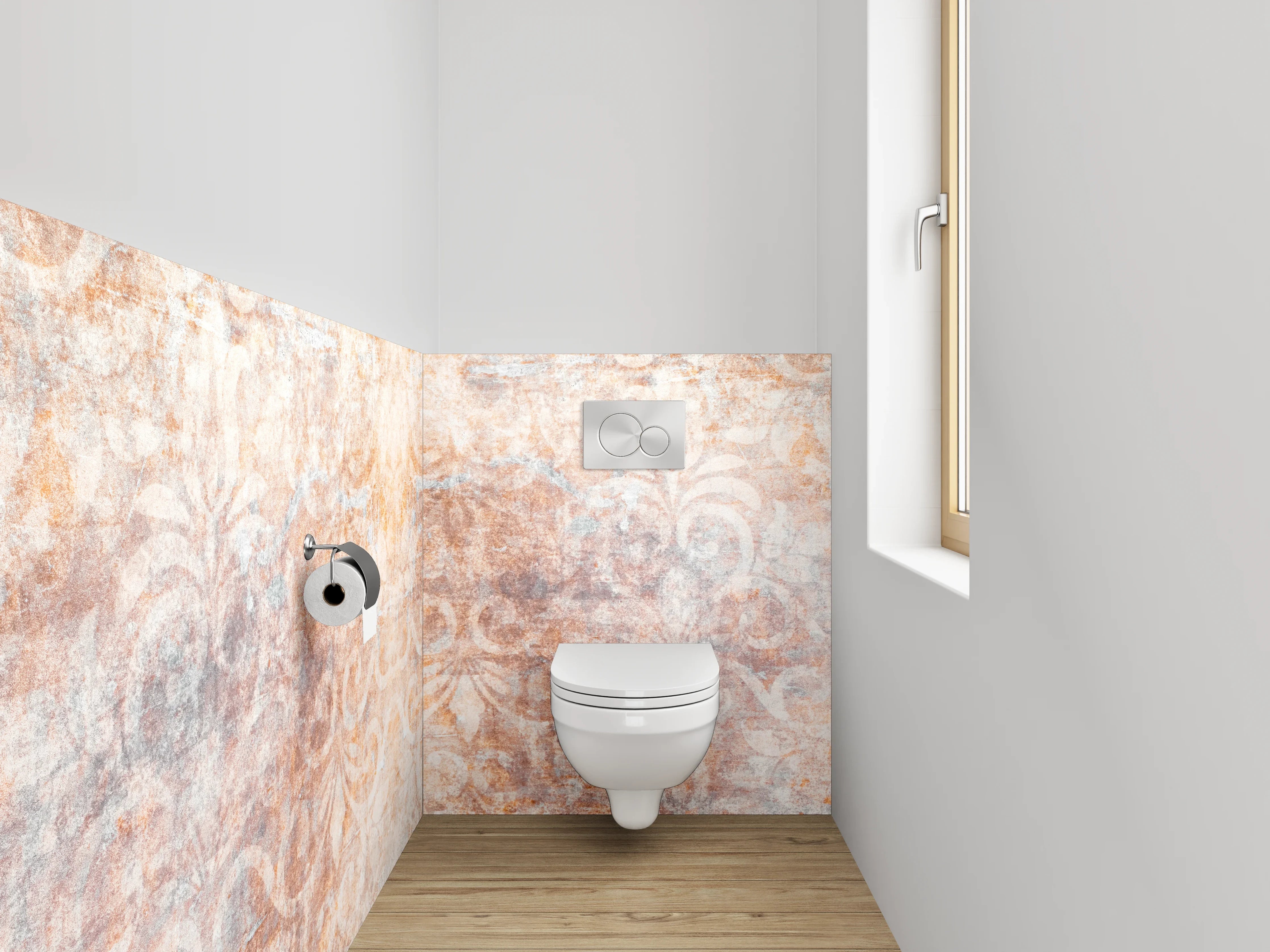 WC-Rückwand - Vintage Ornament Muster Beige Braun