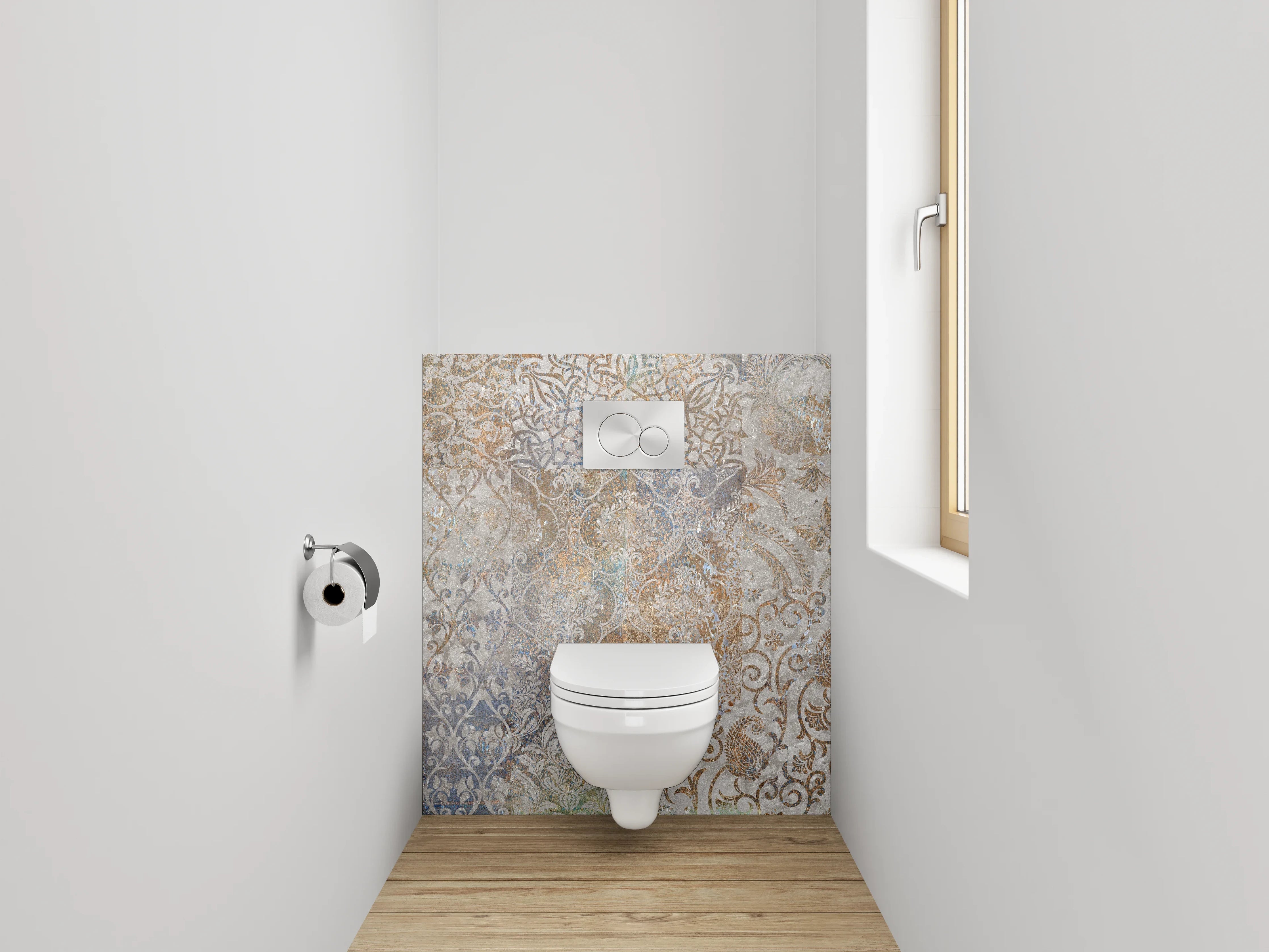 WC-Rückwand - Vintage Ornament Muster Fliesenoptik
