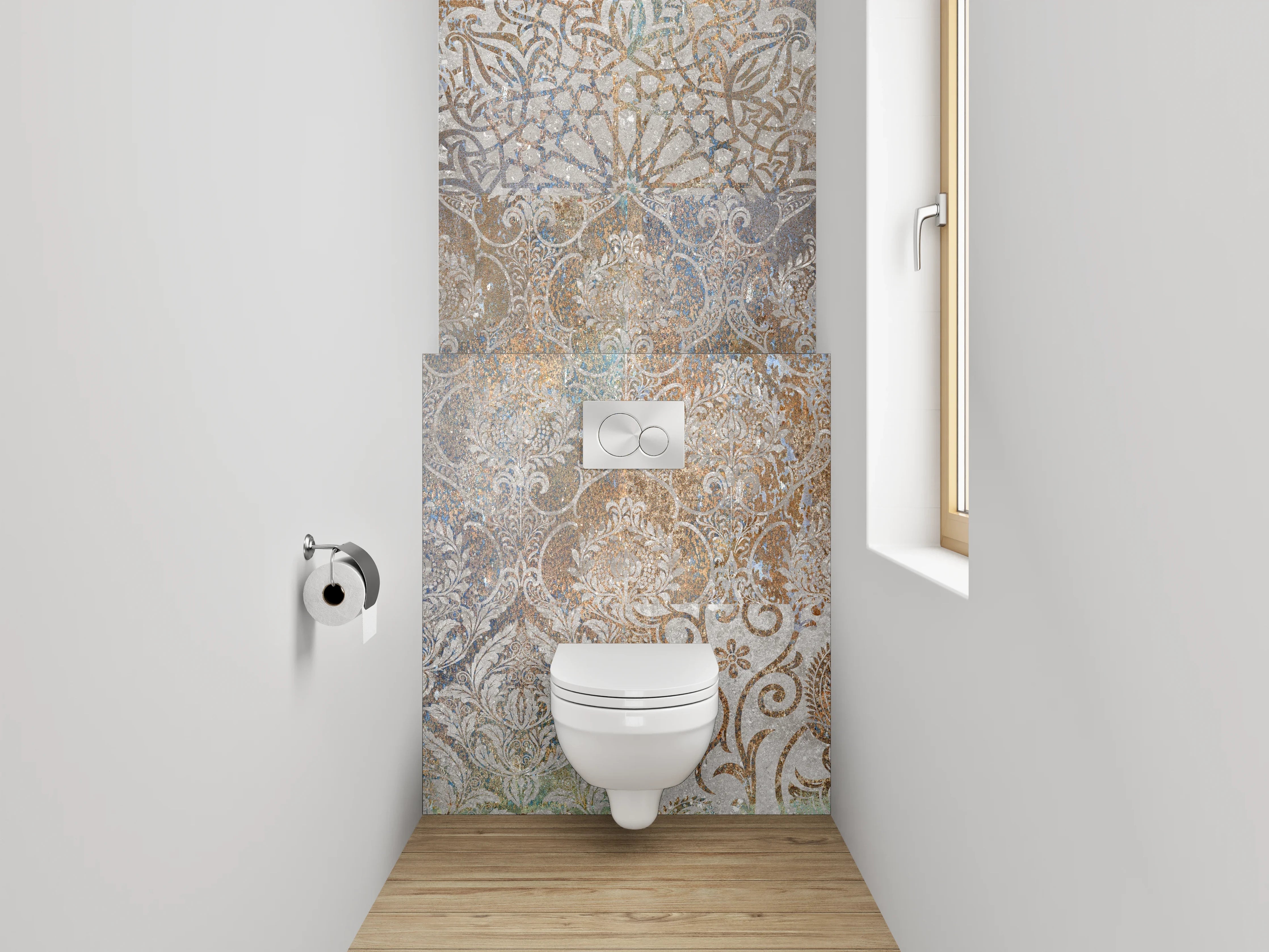 WC-Rückwand - Vintage Ornament Muster Fliesenoptik