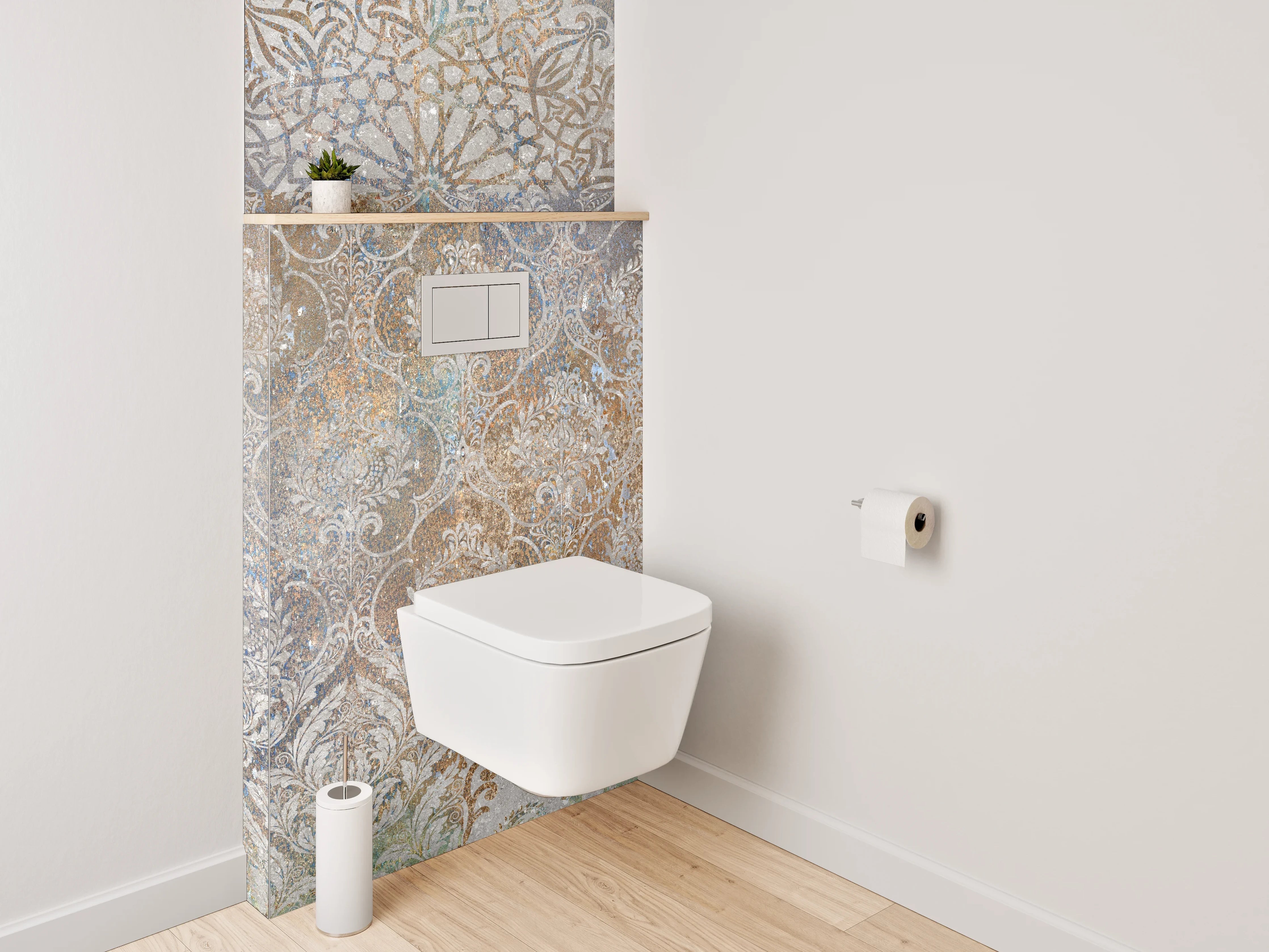 WC-Rückwand - Vintage Ornament Muster Fliesenoptik