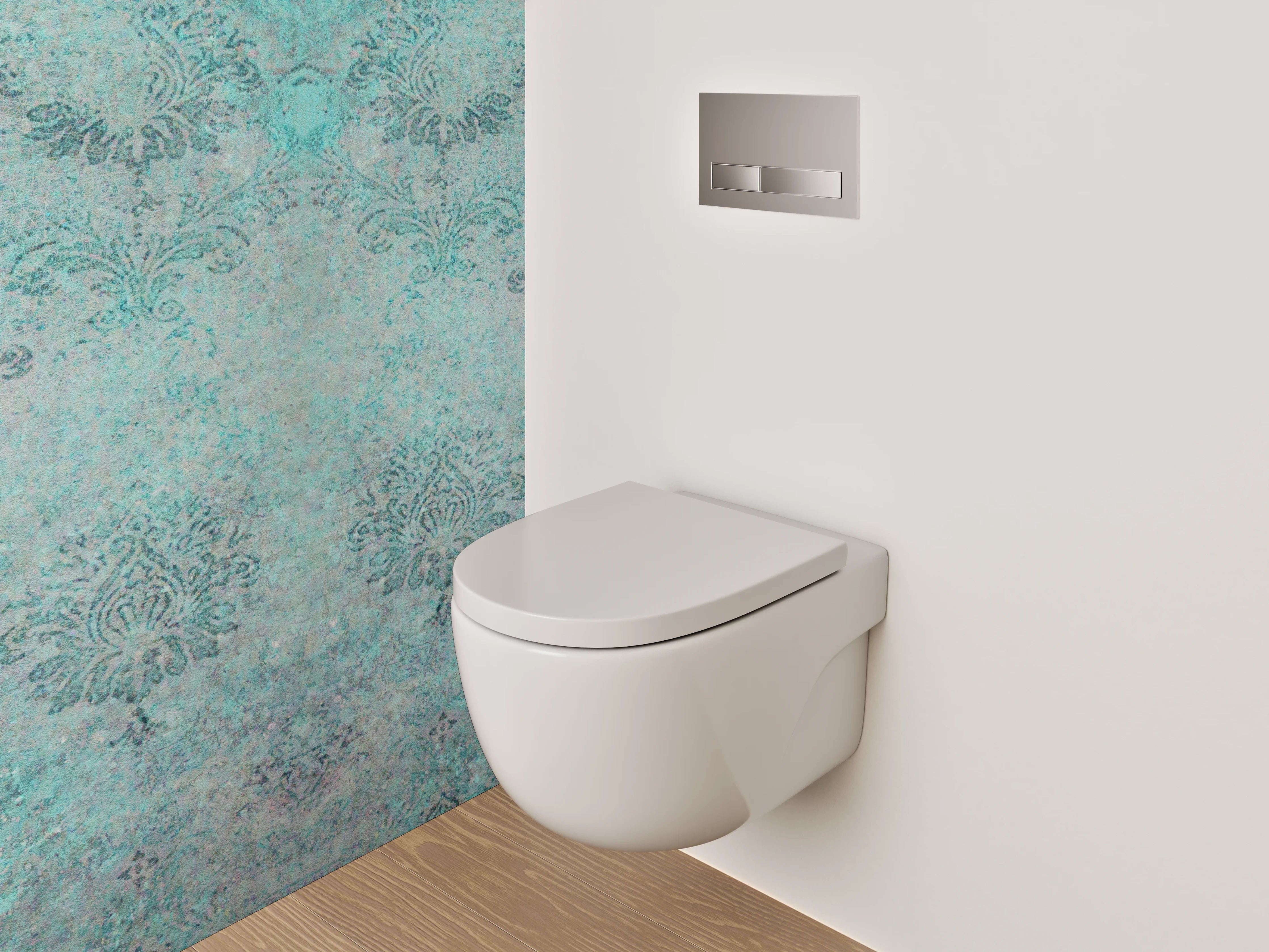 WC-Rückwand - Vintage Ornament Türkis Tapete