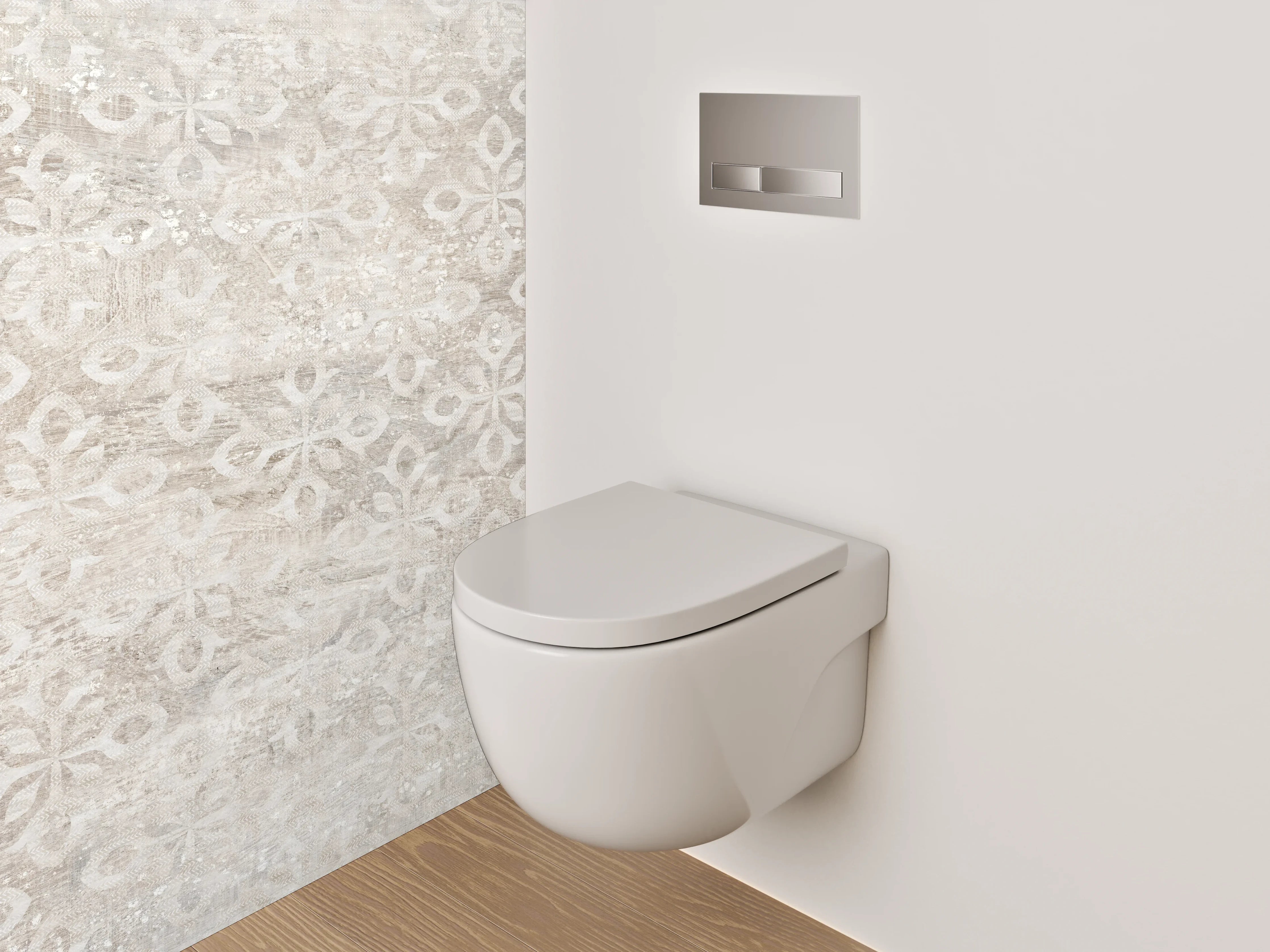 WC-Rückwand - Vintage Ornament in Weiß-Grau