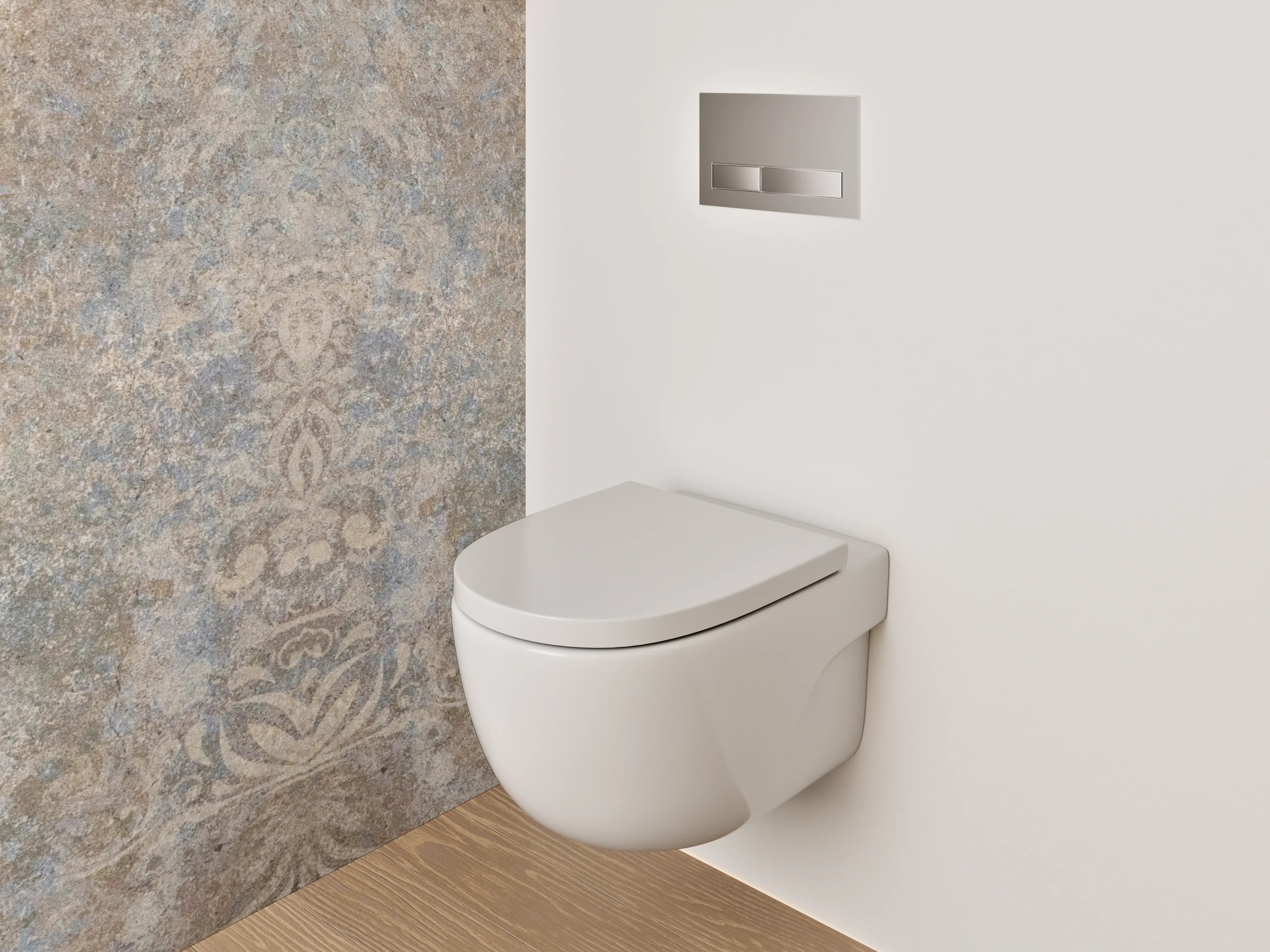 WC-Rückwand - Vintage Ornamente Blau Braun Beige