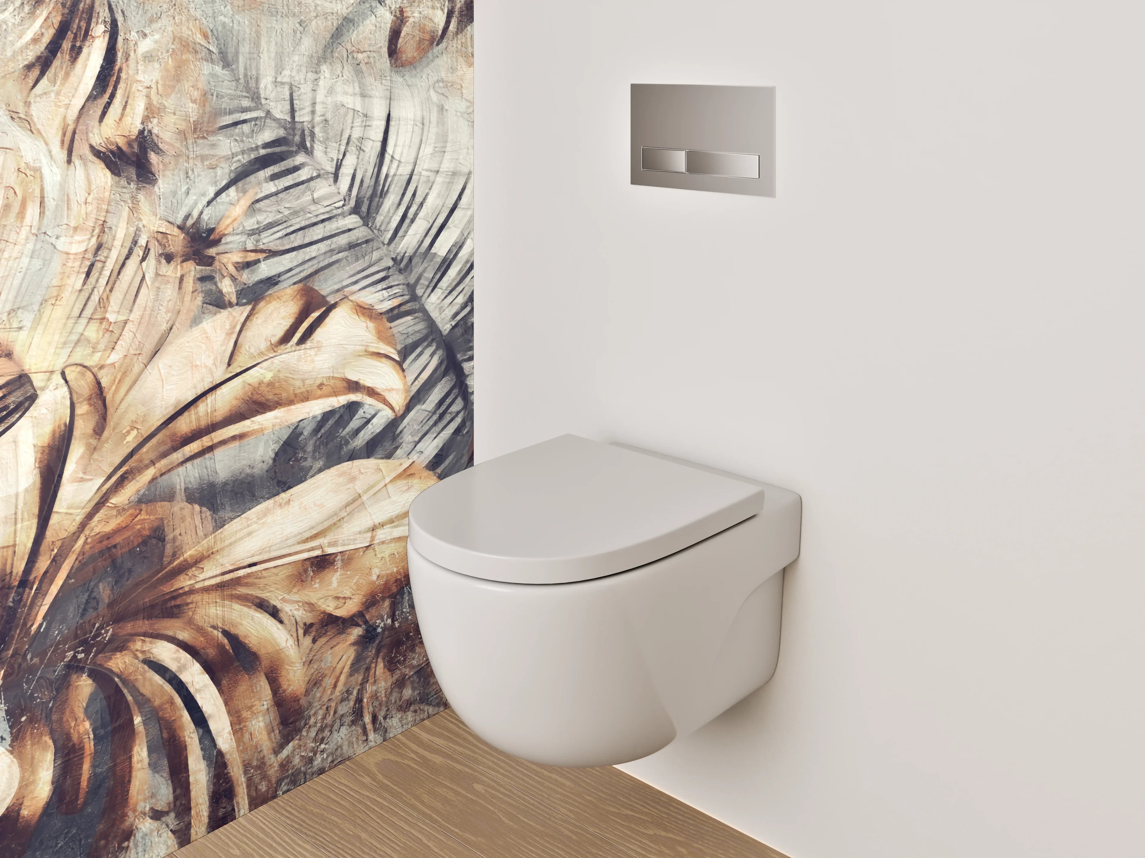 WC-Rückwand - Vintage Palmenblätter Braun Grau