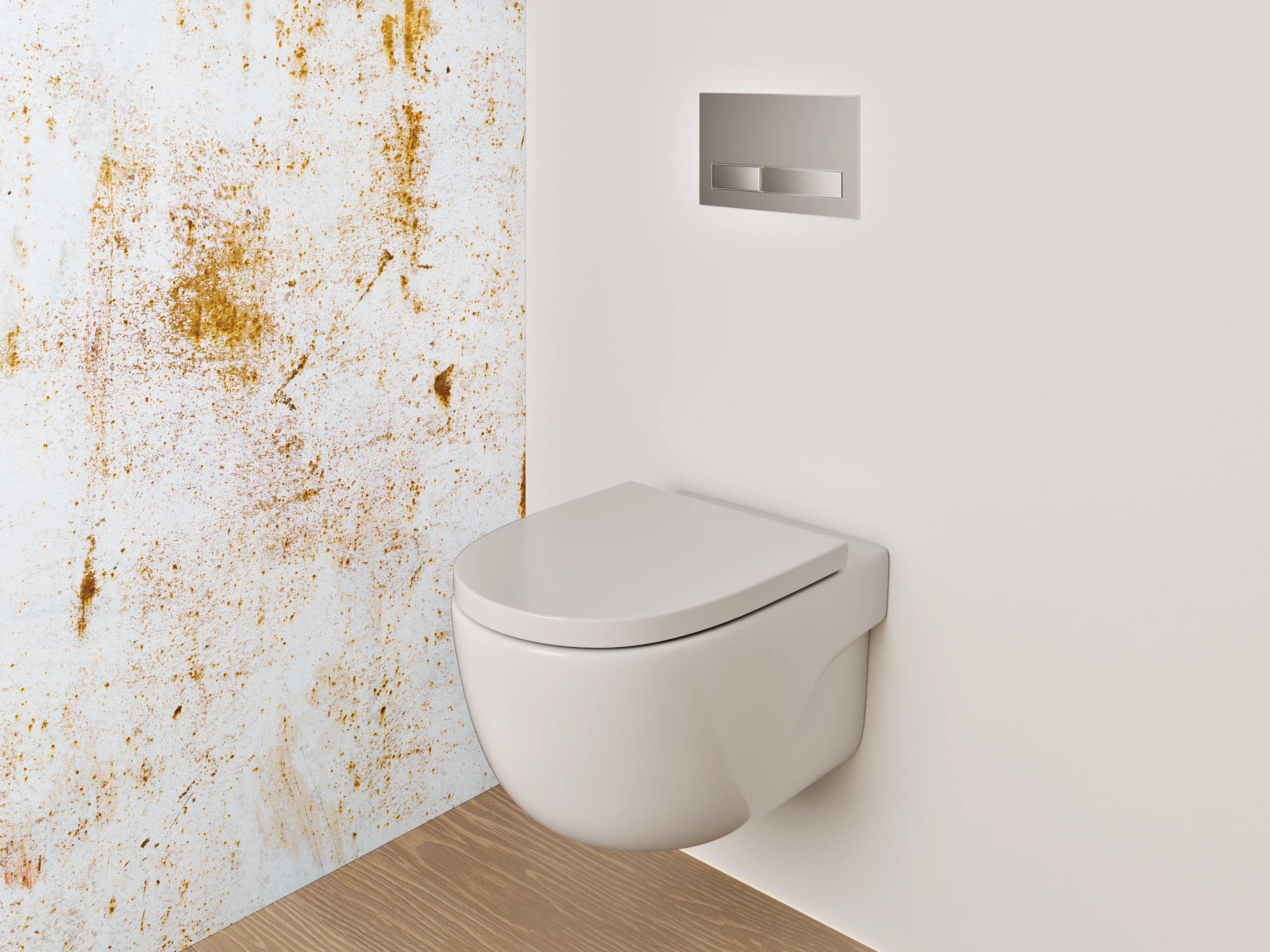 WC-Rückwand - Vintage Patina auf weißer Oberfläche