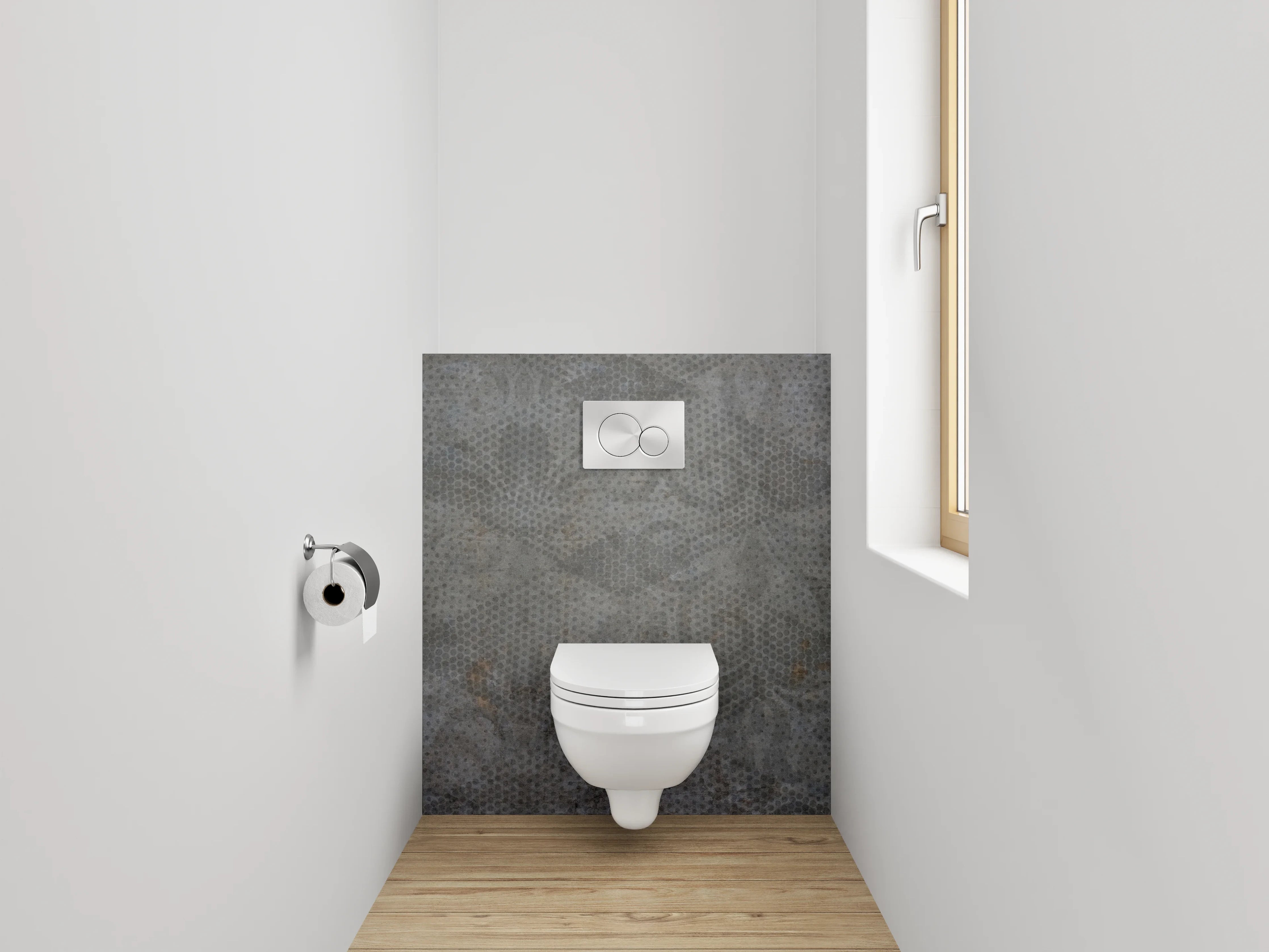 WC-Rückwand - Vintage Tapetenmuster Grau Anthrazit