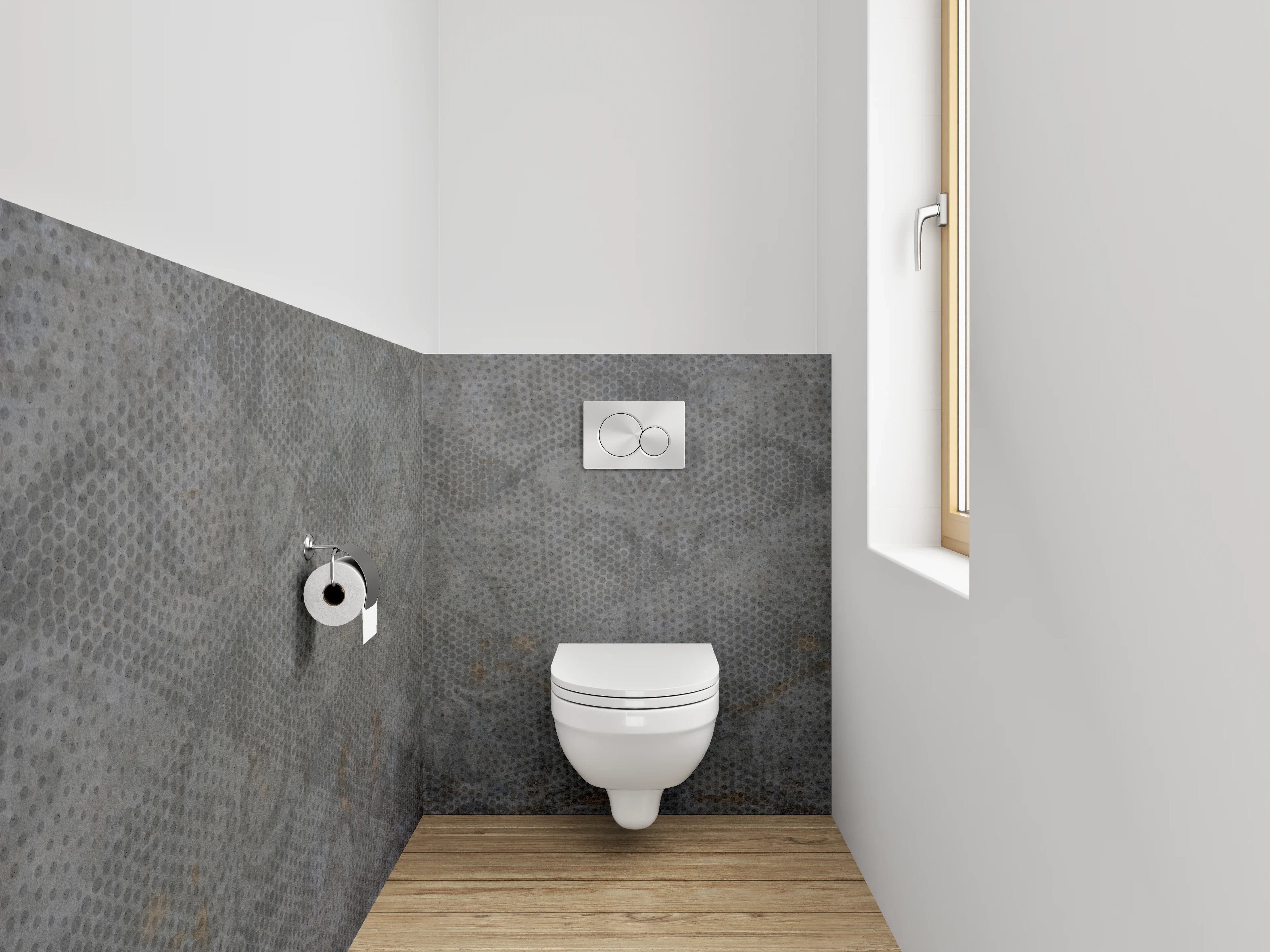 WC-Rückwand - Vintage Tapetenmuster Grau Anthrazit
