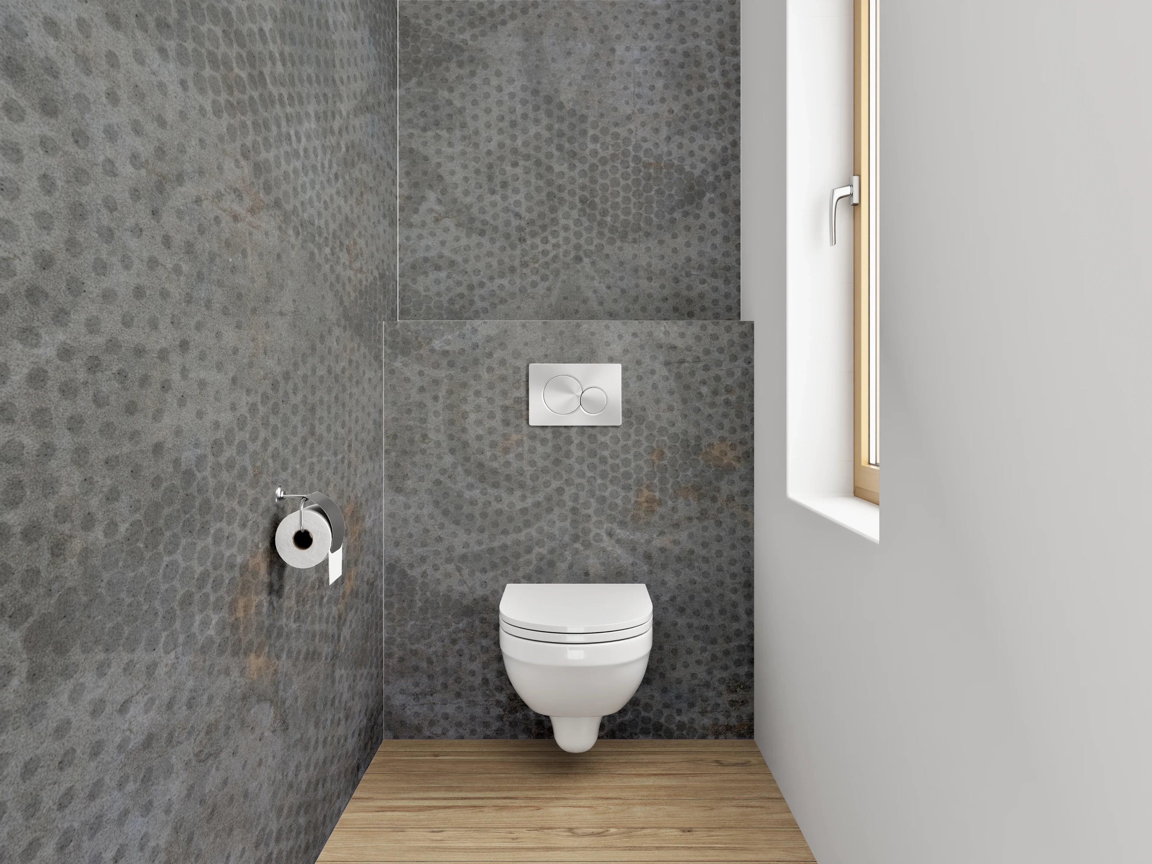 WC-Rückwand - Vintage Tapetenmuster Grau Anthrazit
