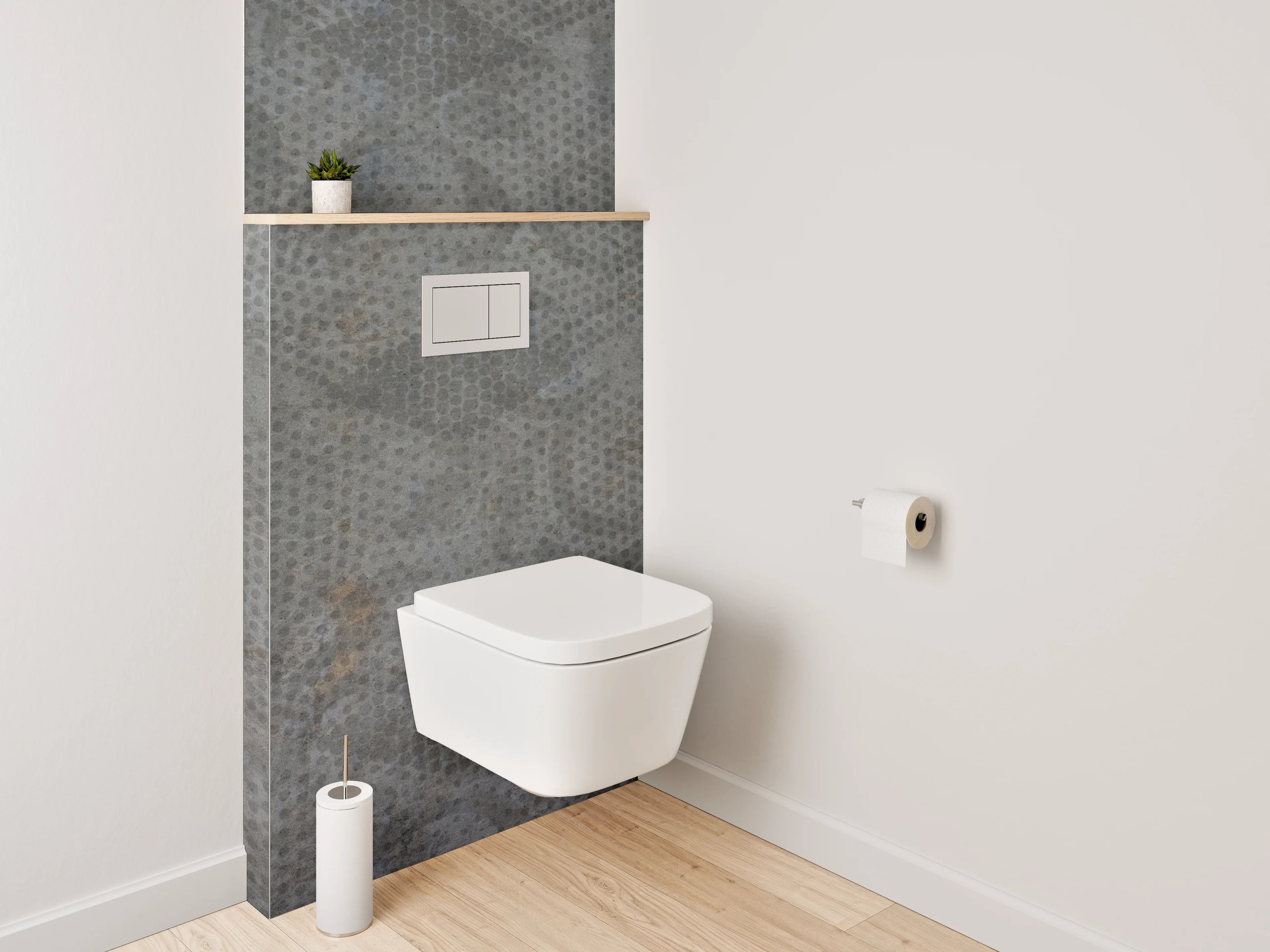 WC-Rückwand - Vintage Tapetenmuster Grau Anthrazit