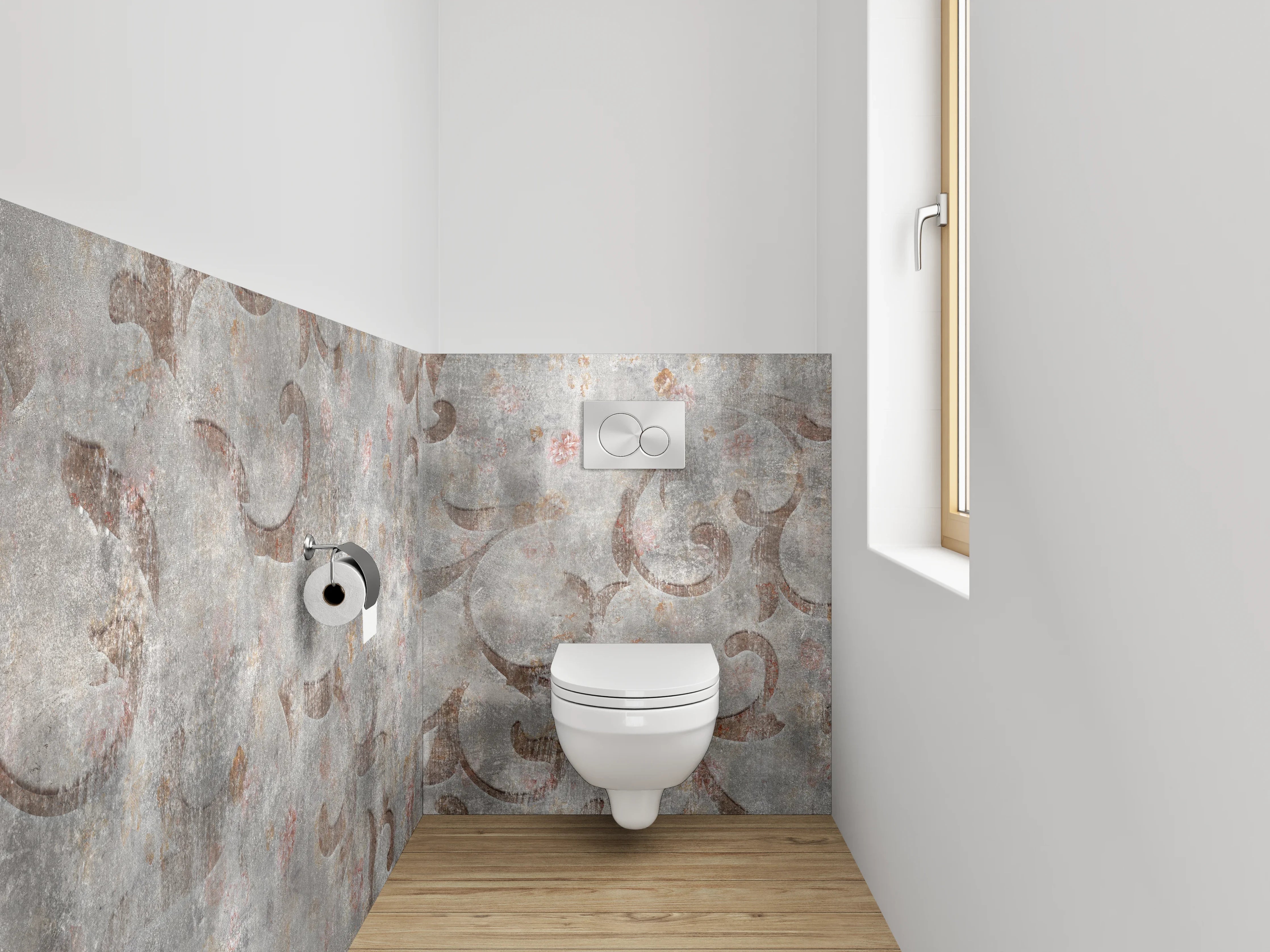 WC-Rückwand - Vintage-Textur mit deçorativem Muster