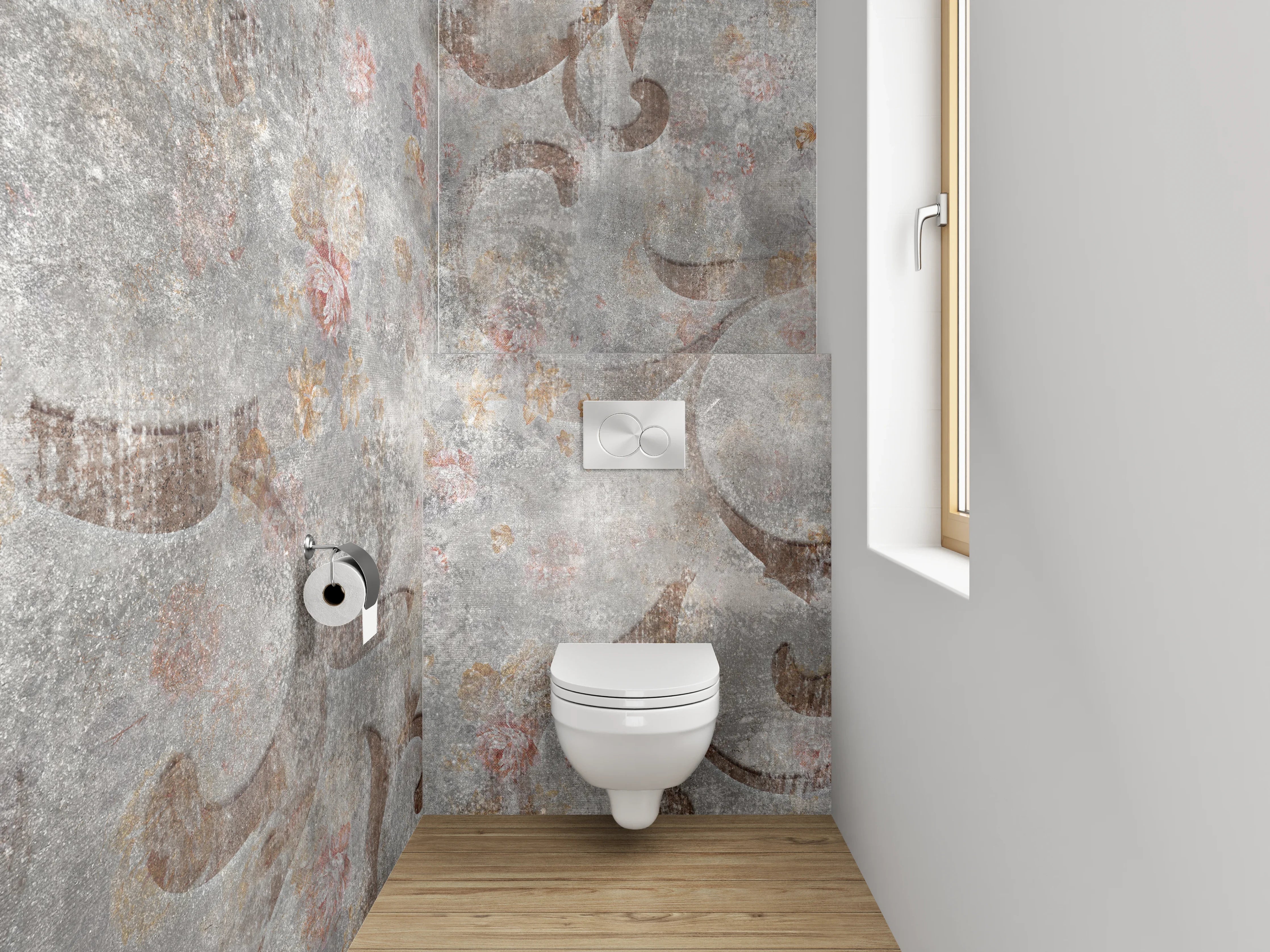 WC-Rückwand - Vintage-Textur mit deçorativem Muster