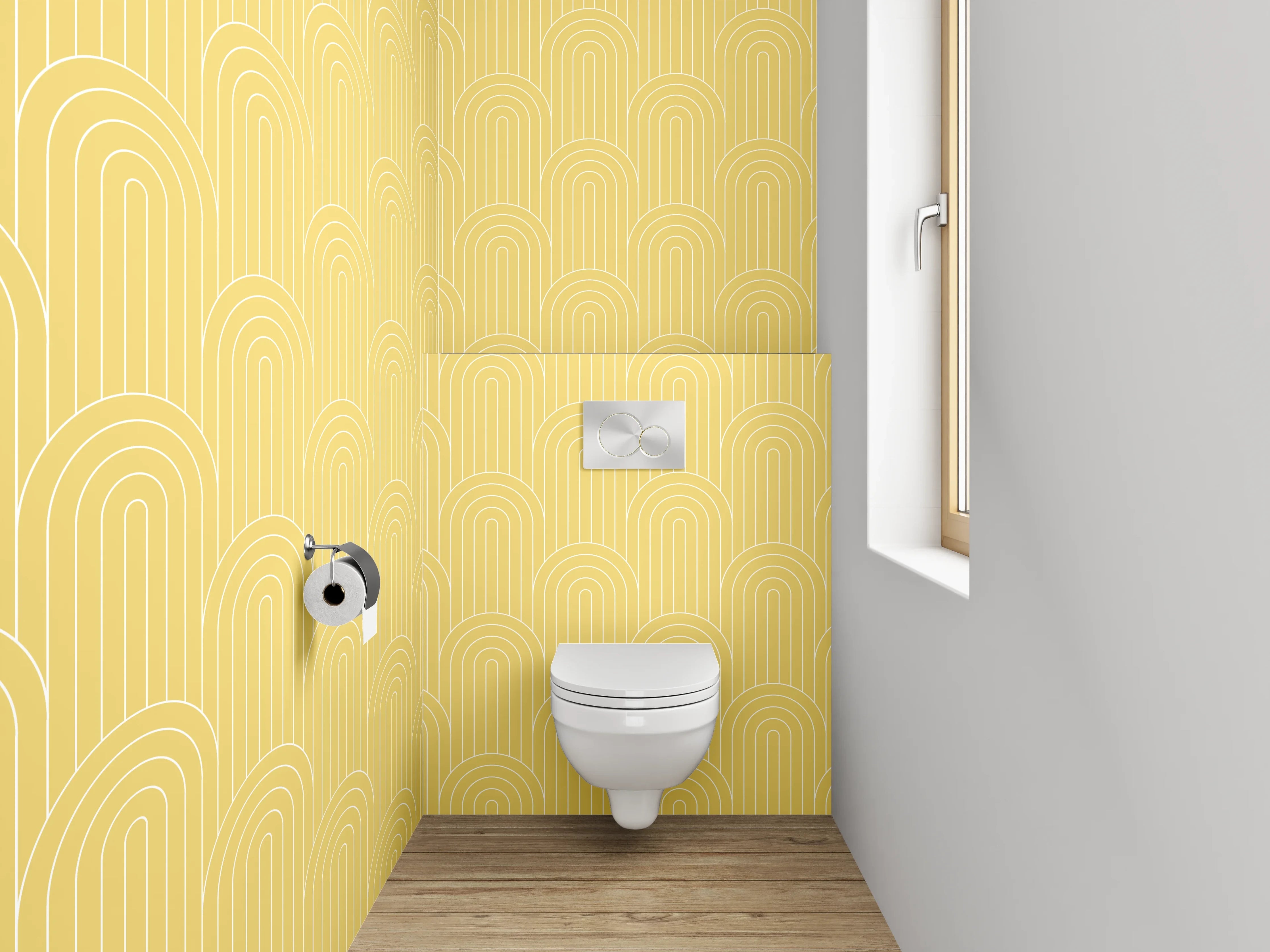 WC-Rückwand - Vintage Wellen Grau-Beige Design