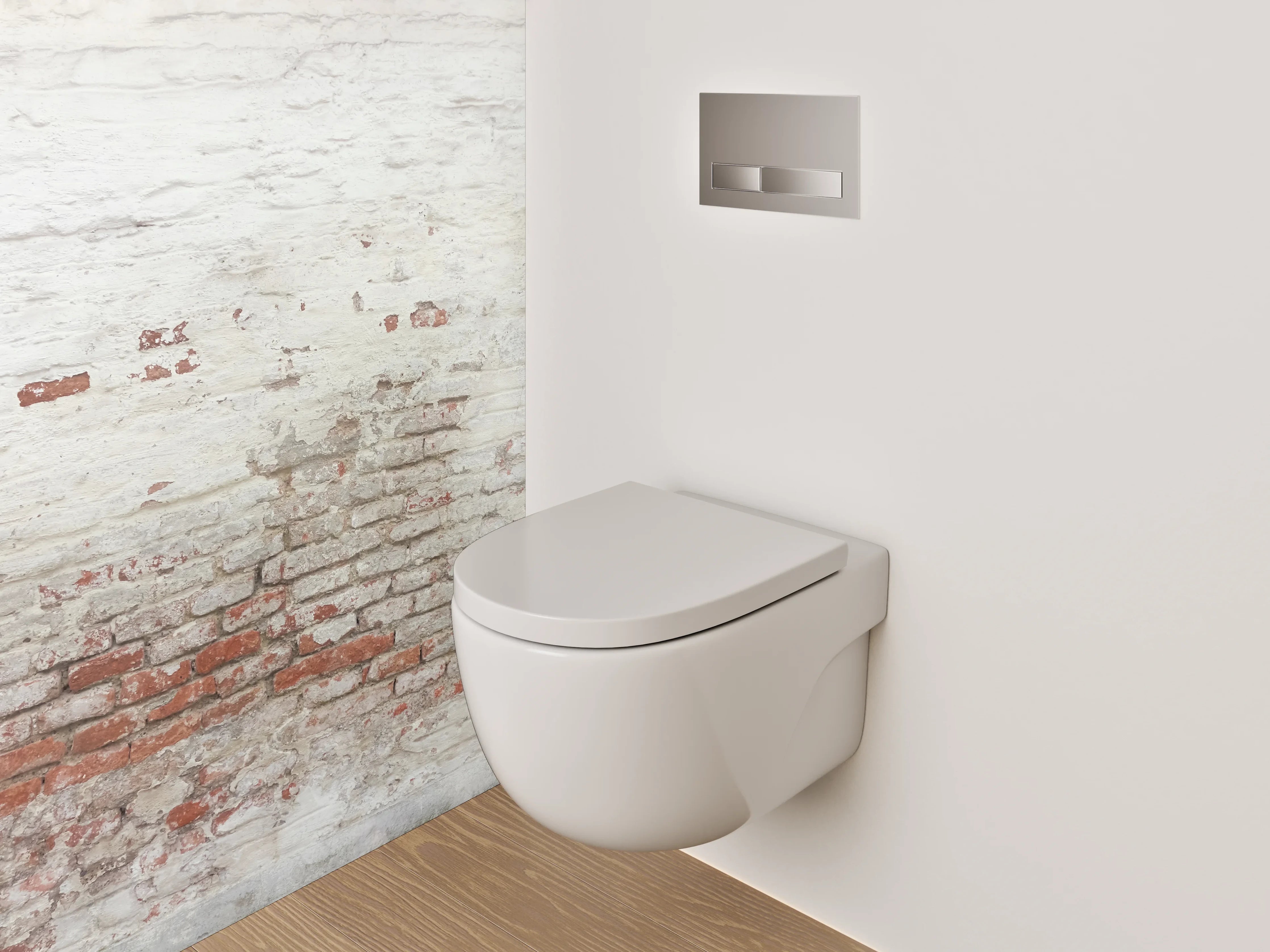 WC-Rückwand - Vintage Ziegelwand in Weiß und Rot