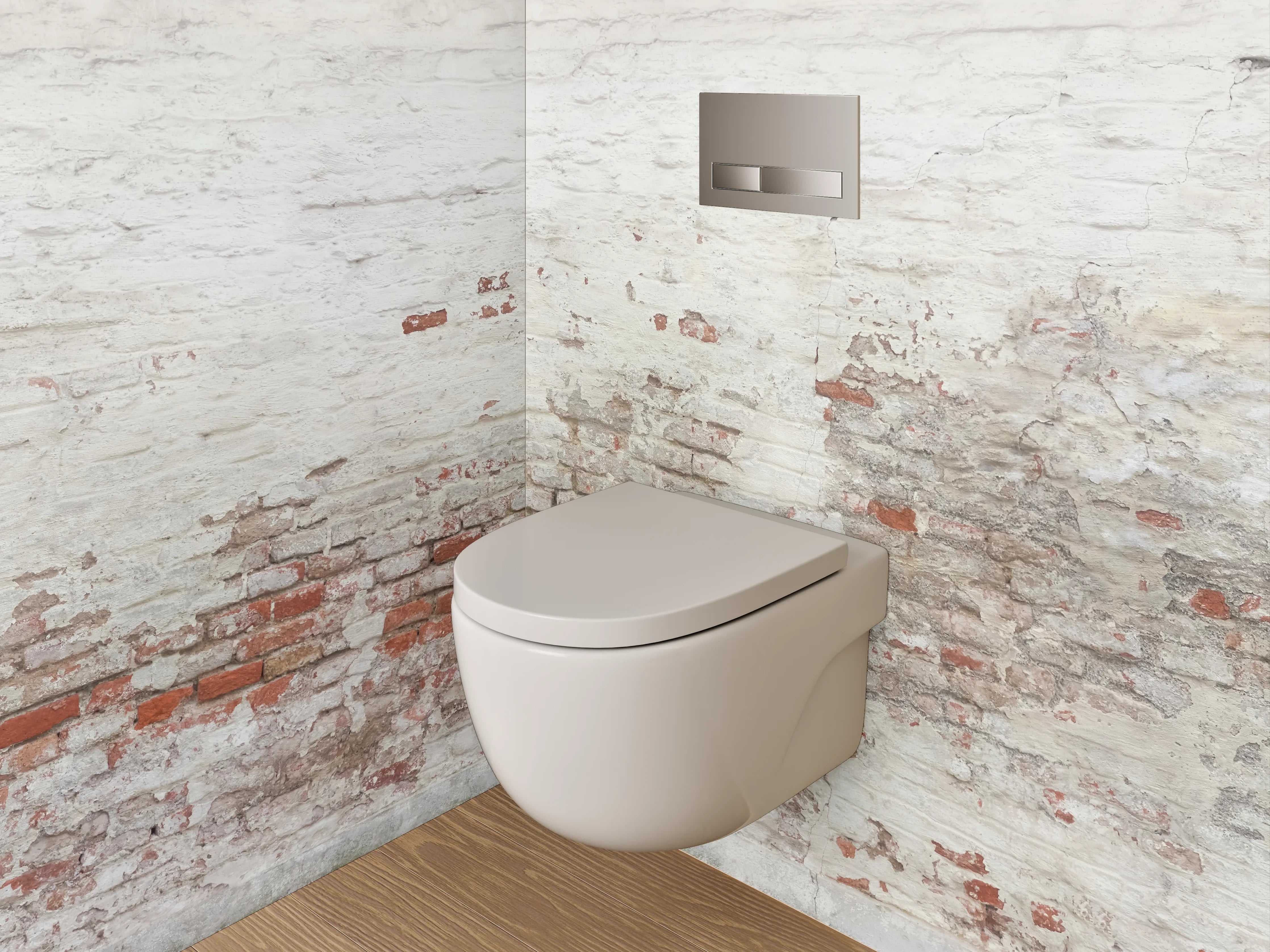 WC-Rückwand - Vintage Ziegelwand in Weiß und Rot