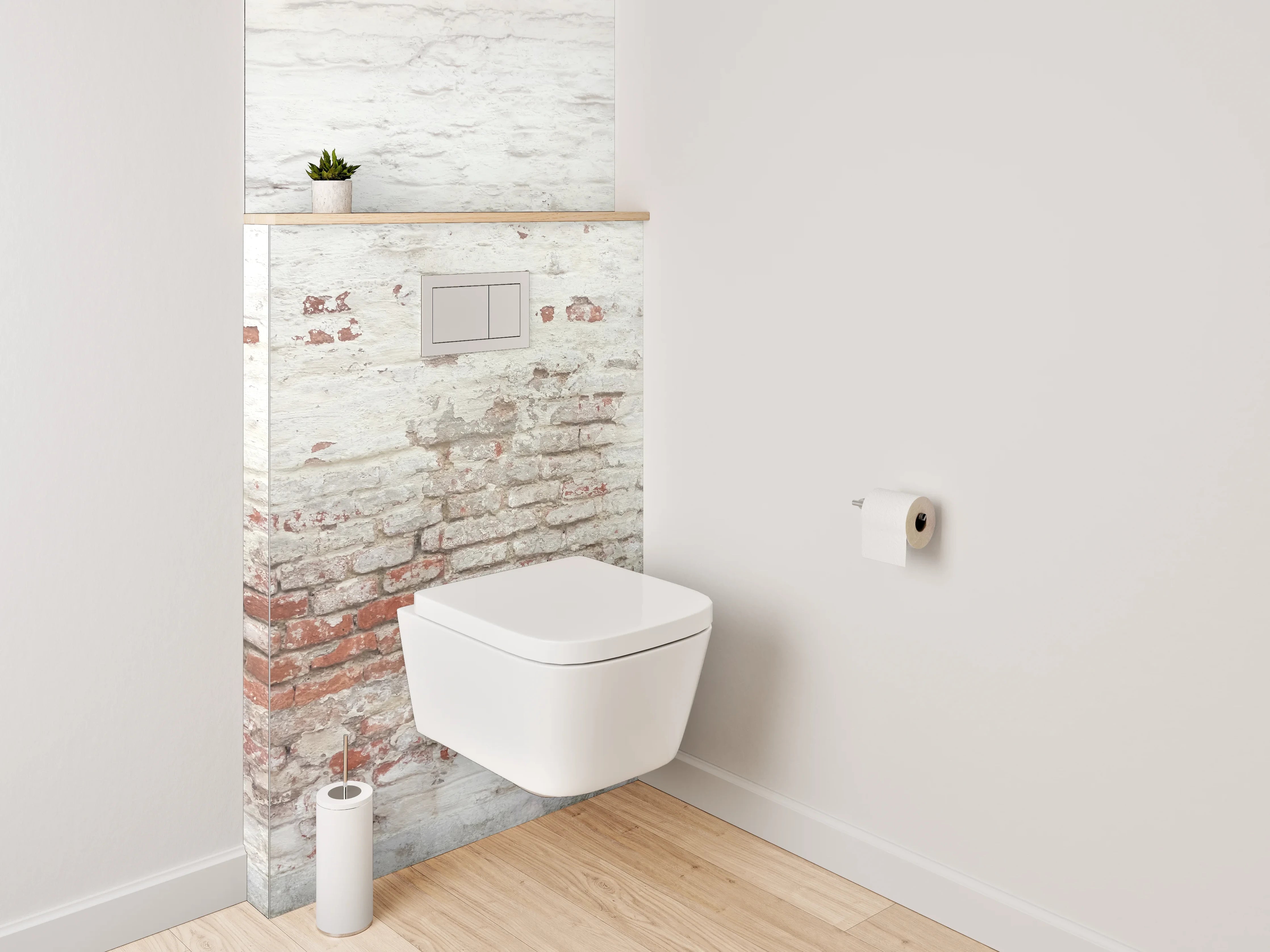 WC-Rückwand - Vintage Ziegelwand in Weiß und Rot
