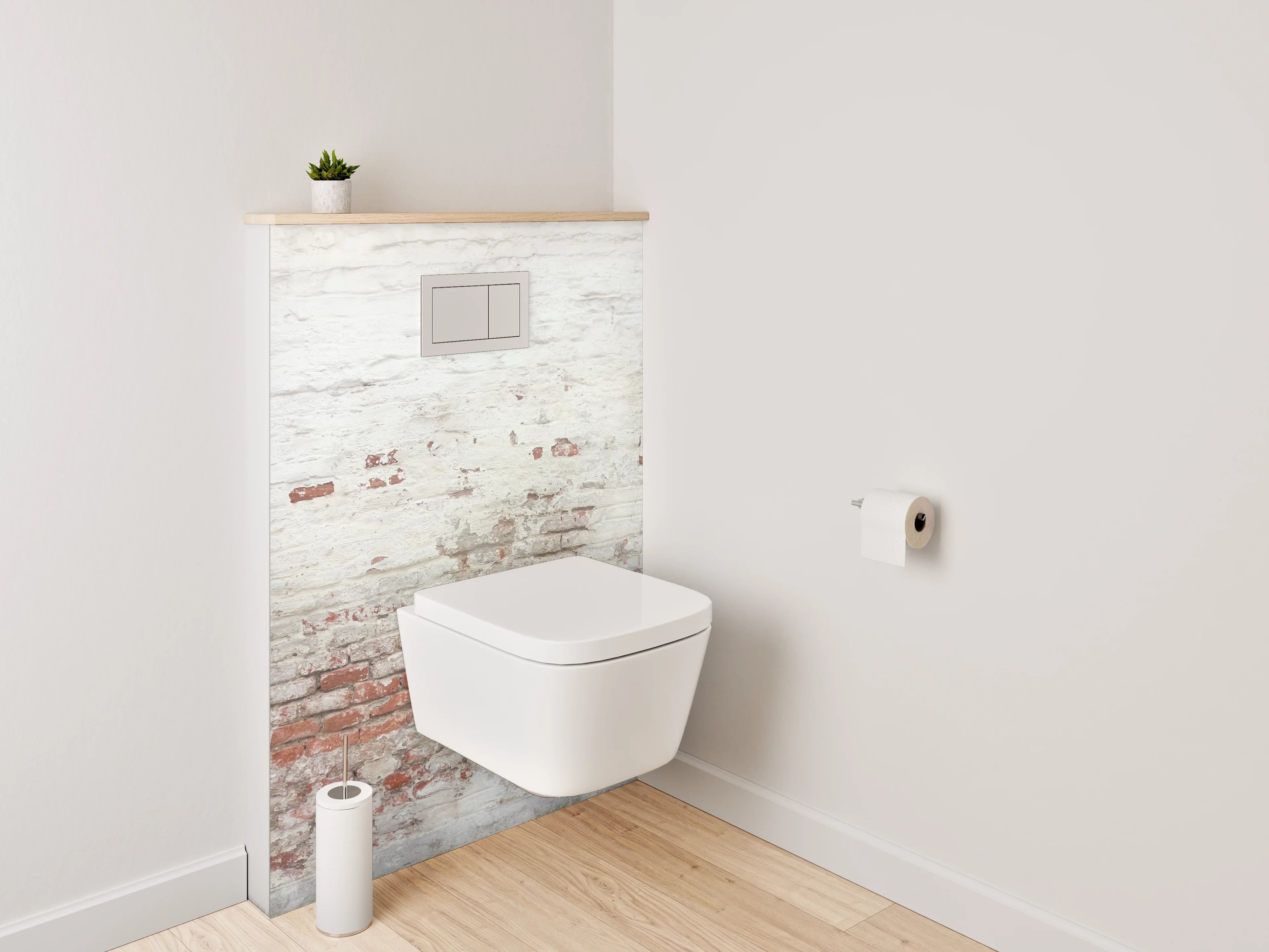 WC-Rückwand - Vintage Ziegelwand in Weiß und Rot
