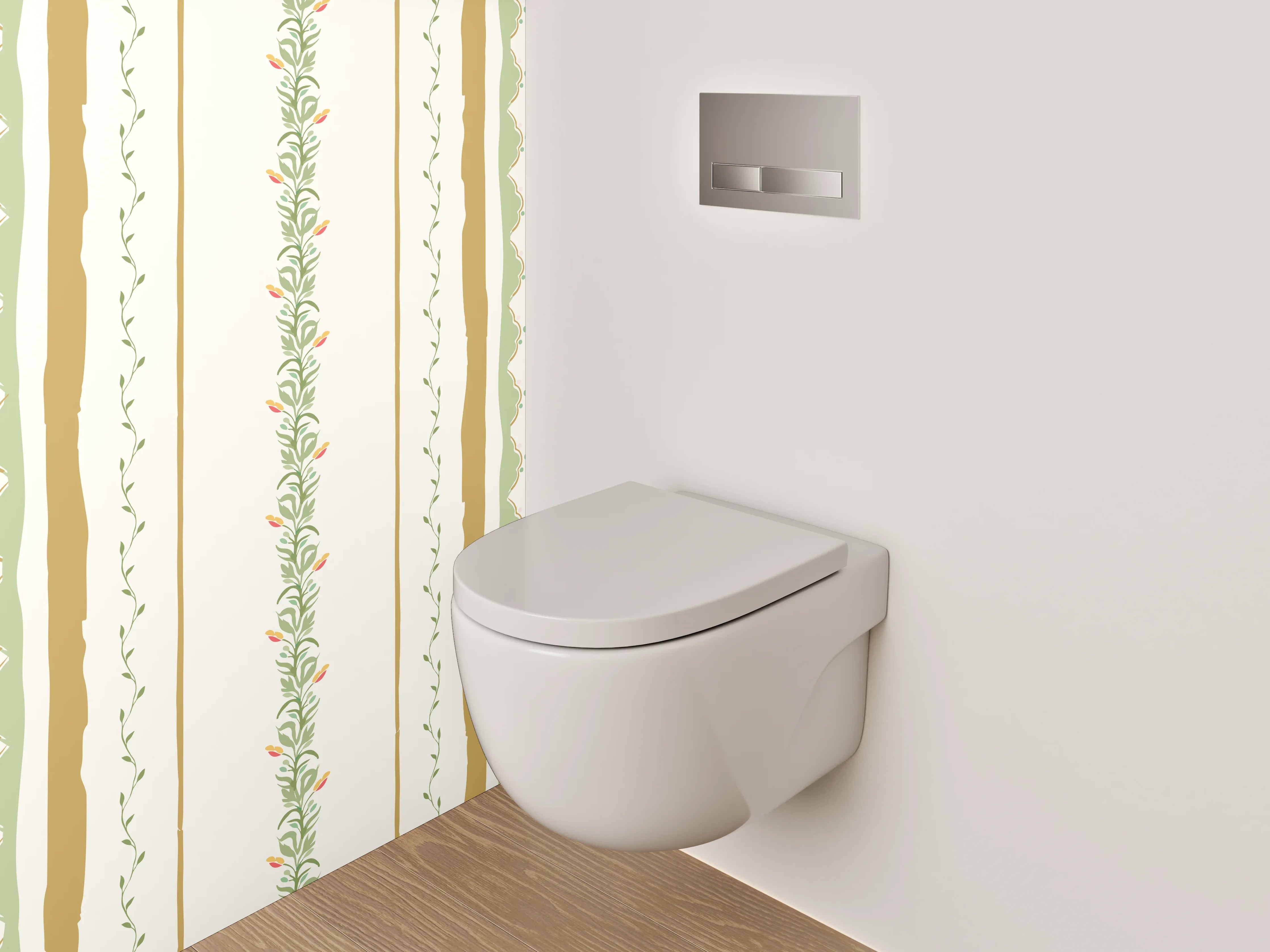 WC-Rückwand - Vintage Zierstreifen Muster Tapete Beige Grün
