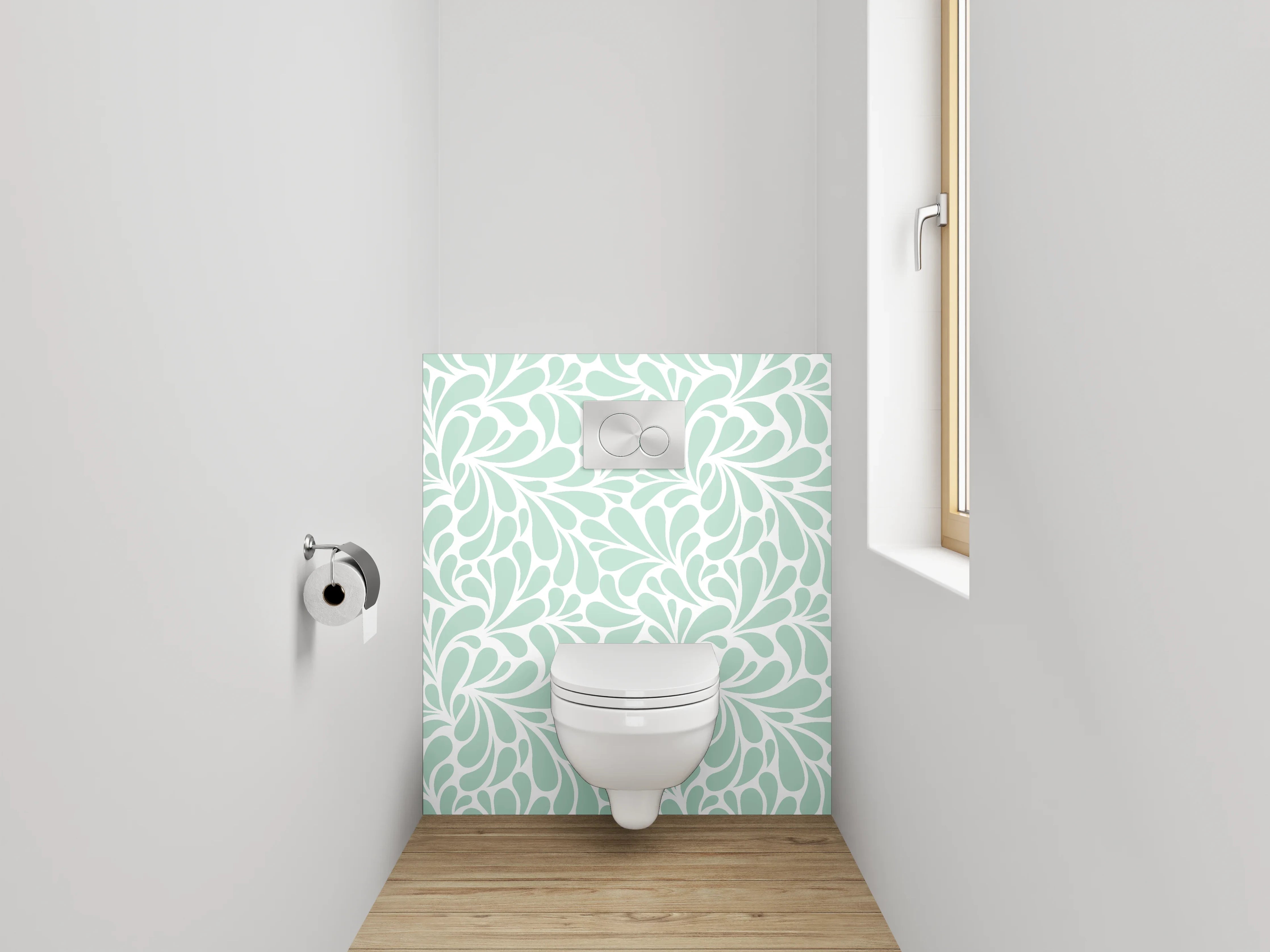 WC-Rückwand - Vintage florales Ornamentmuster Mint
