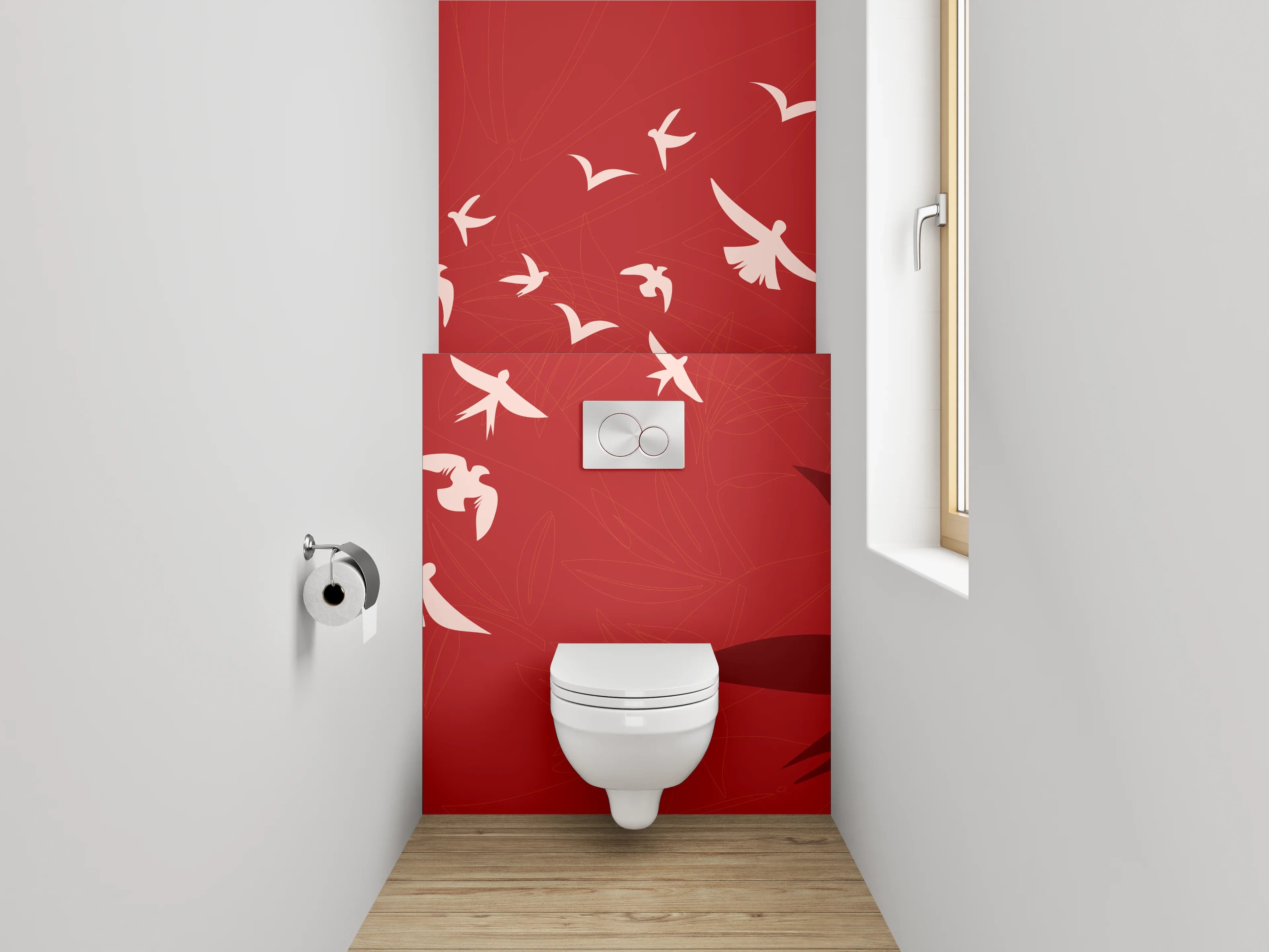 WC-Rückwand - Vögel im Sonnenuntergang Artwork
