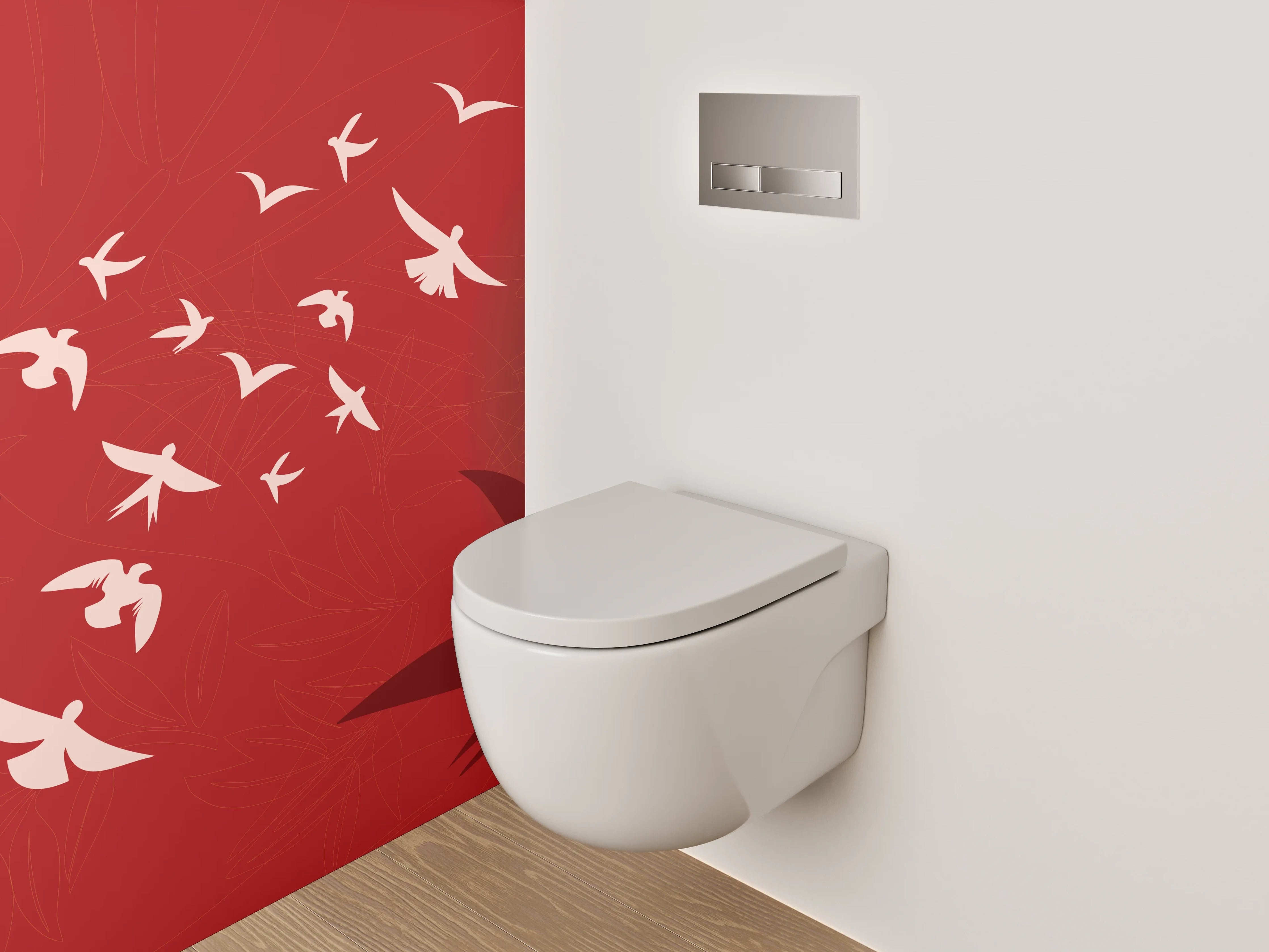 WC-Rückwand - Vögel im Sonnenuntergang Artwork
