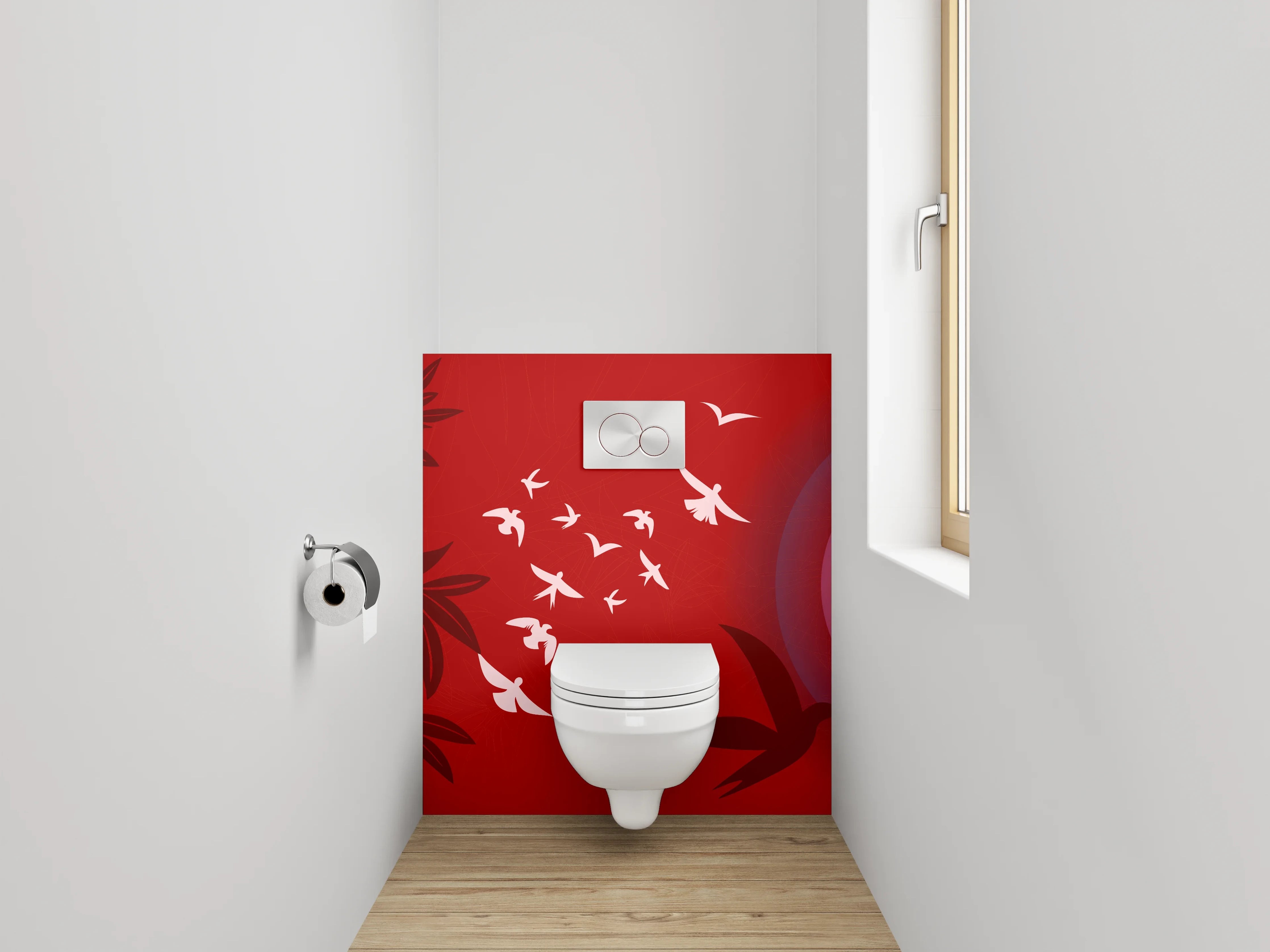 WC-Rückwand - Vögel im Sonnenuntergang – Illustration