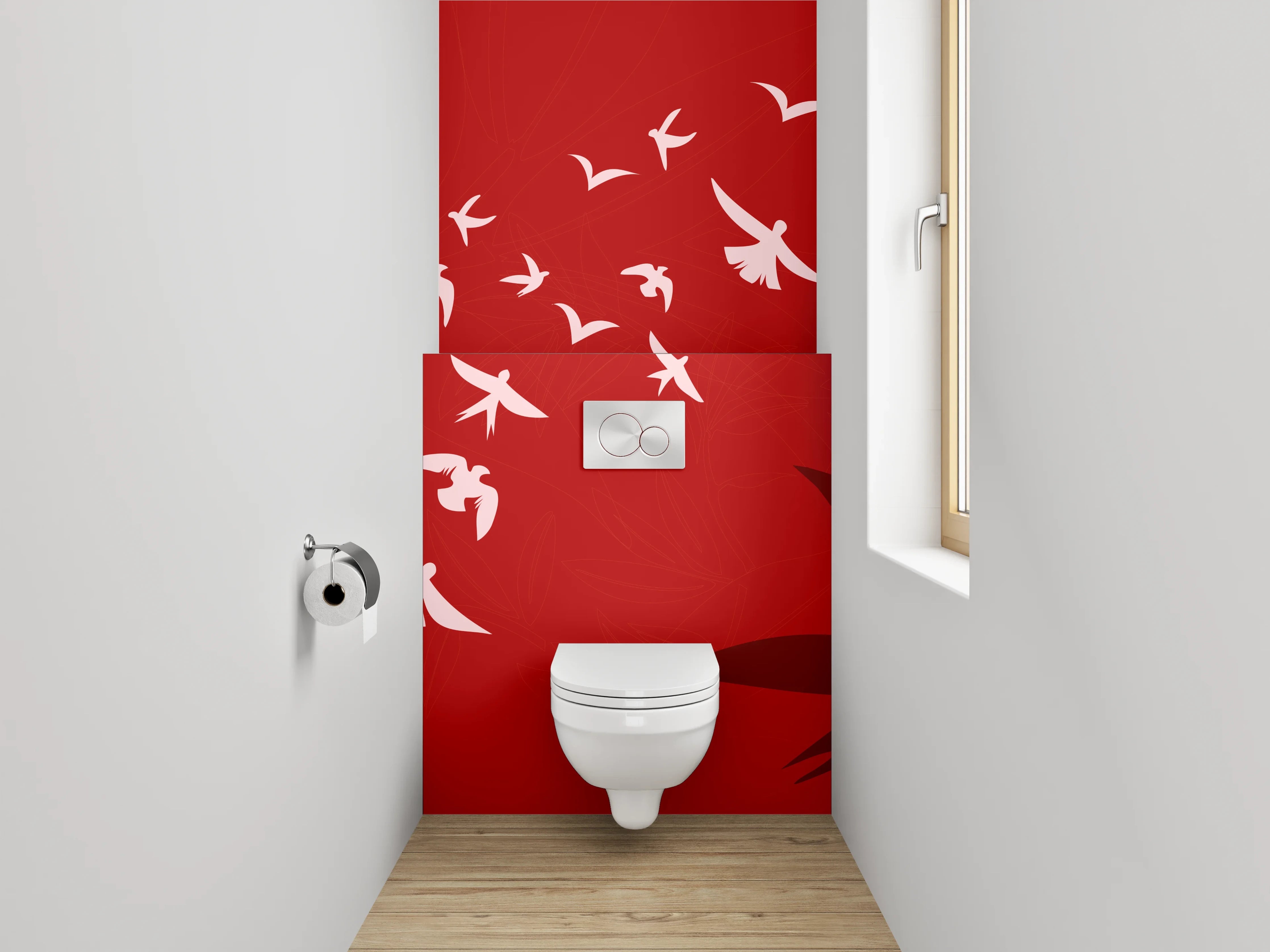 WC-Rückwand - Vögel im Sonnenuntergang – Illustration