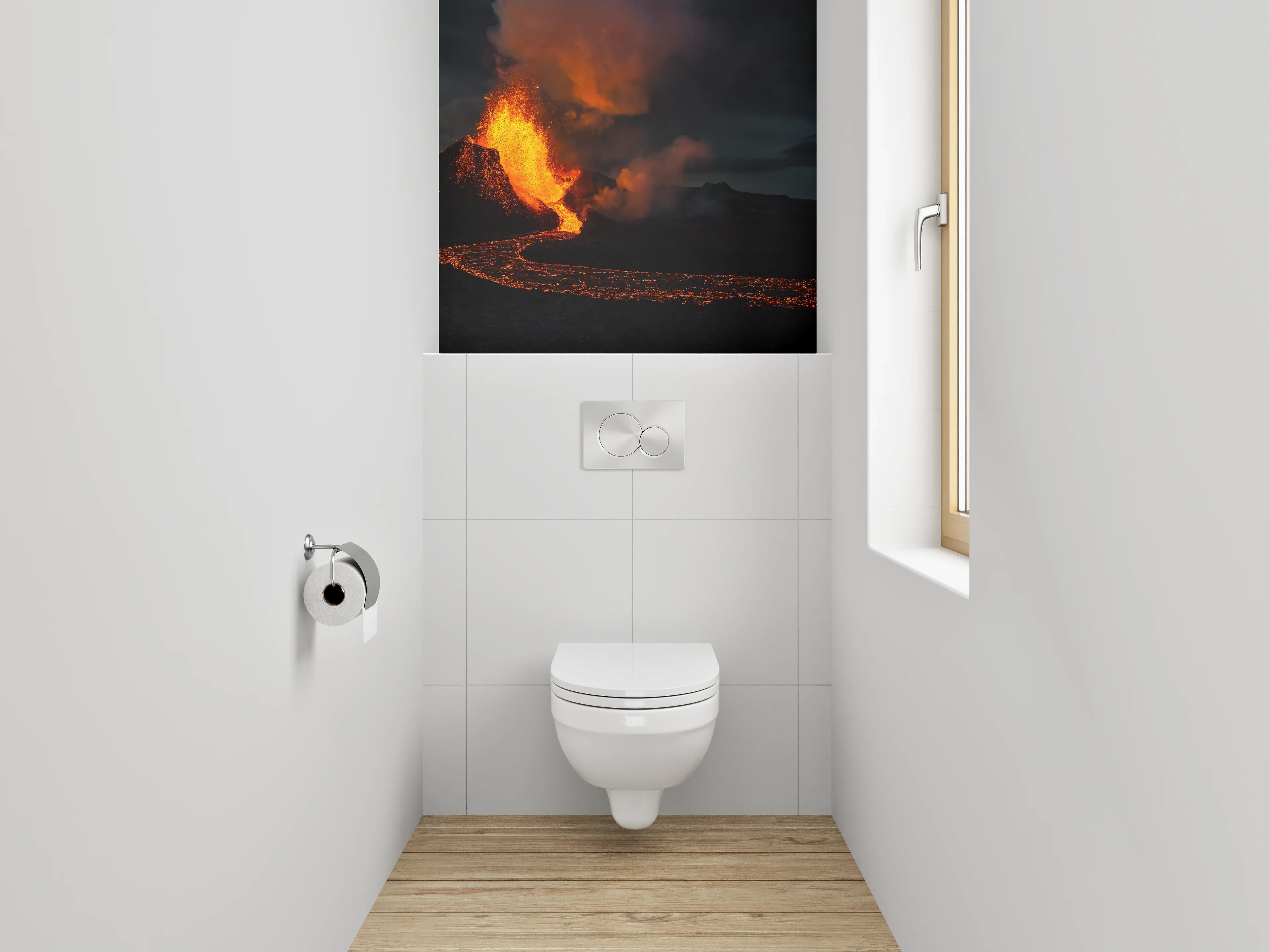 WC-Rückwand - Vulkaneruption – Naturgewalt in Lavaflüssen