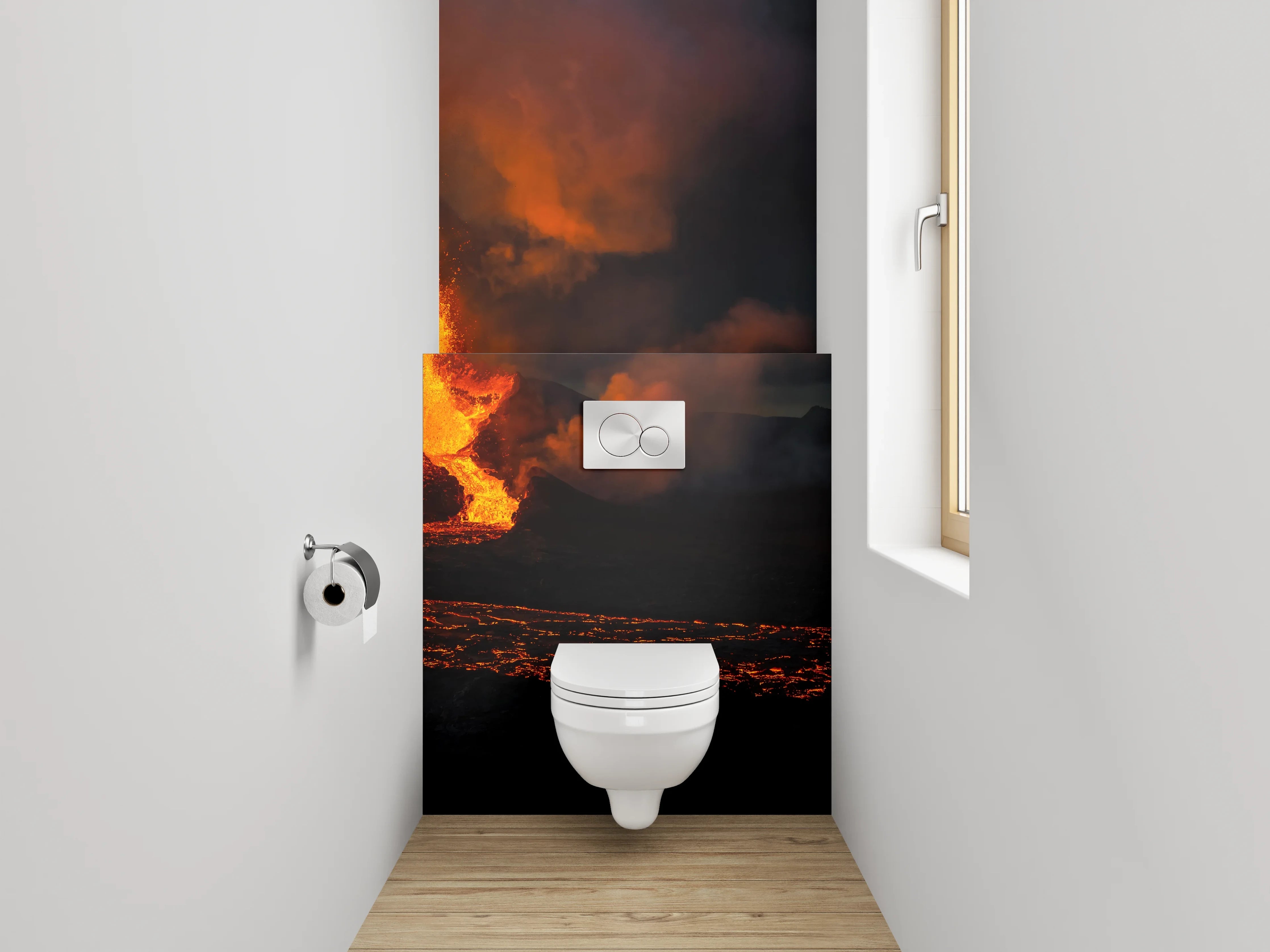 WC-Rückwand - Vulkaneruption – Naturgewalt in Lavaflüssen