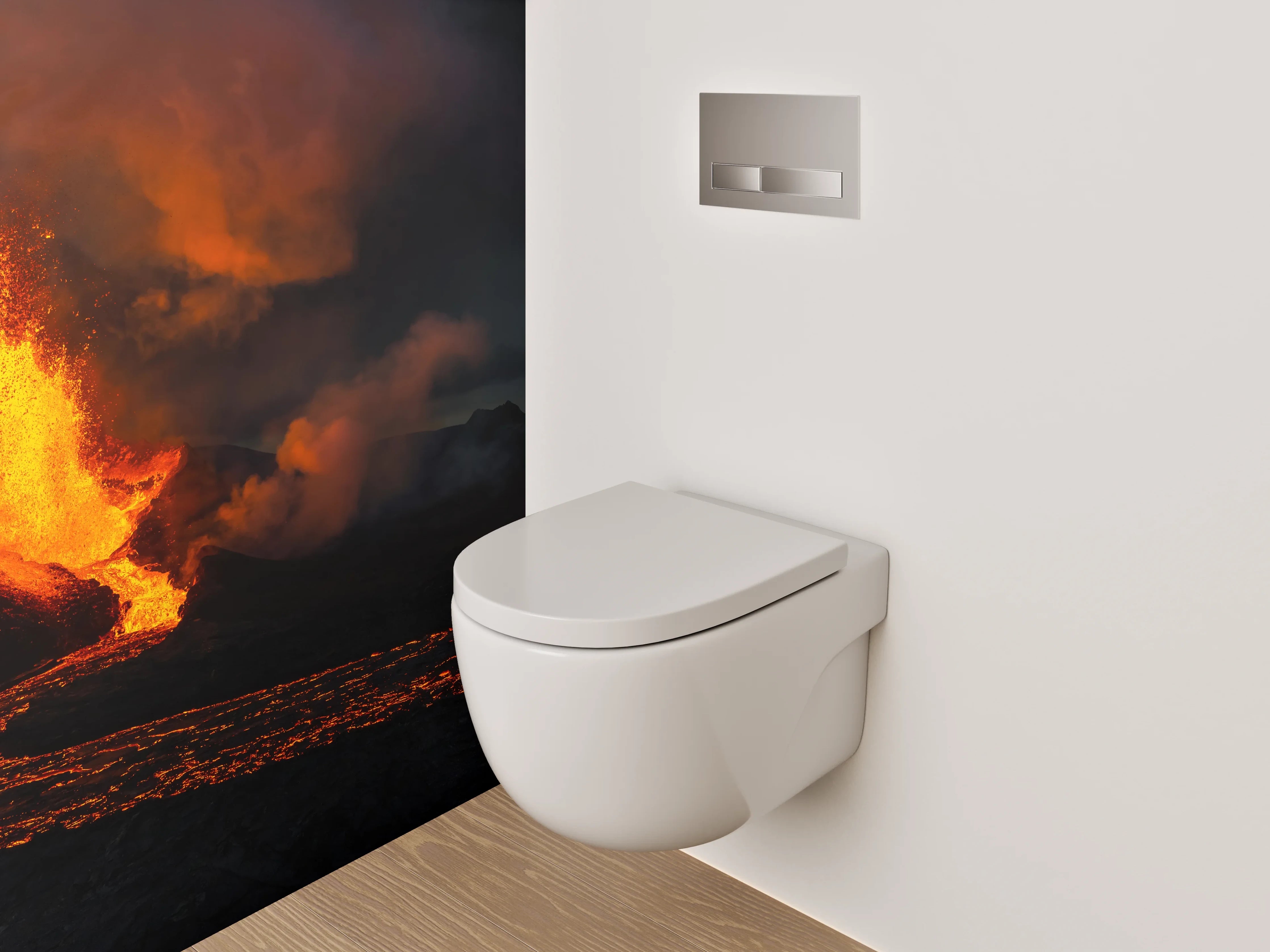 WC-Rückwand - Vulkaneruption – Naturgewalt in Lavaflüssen