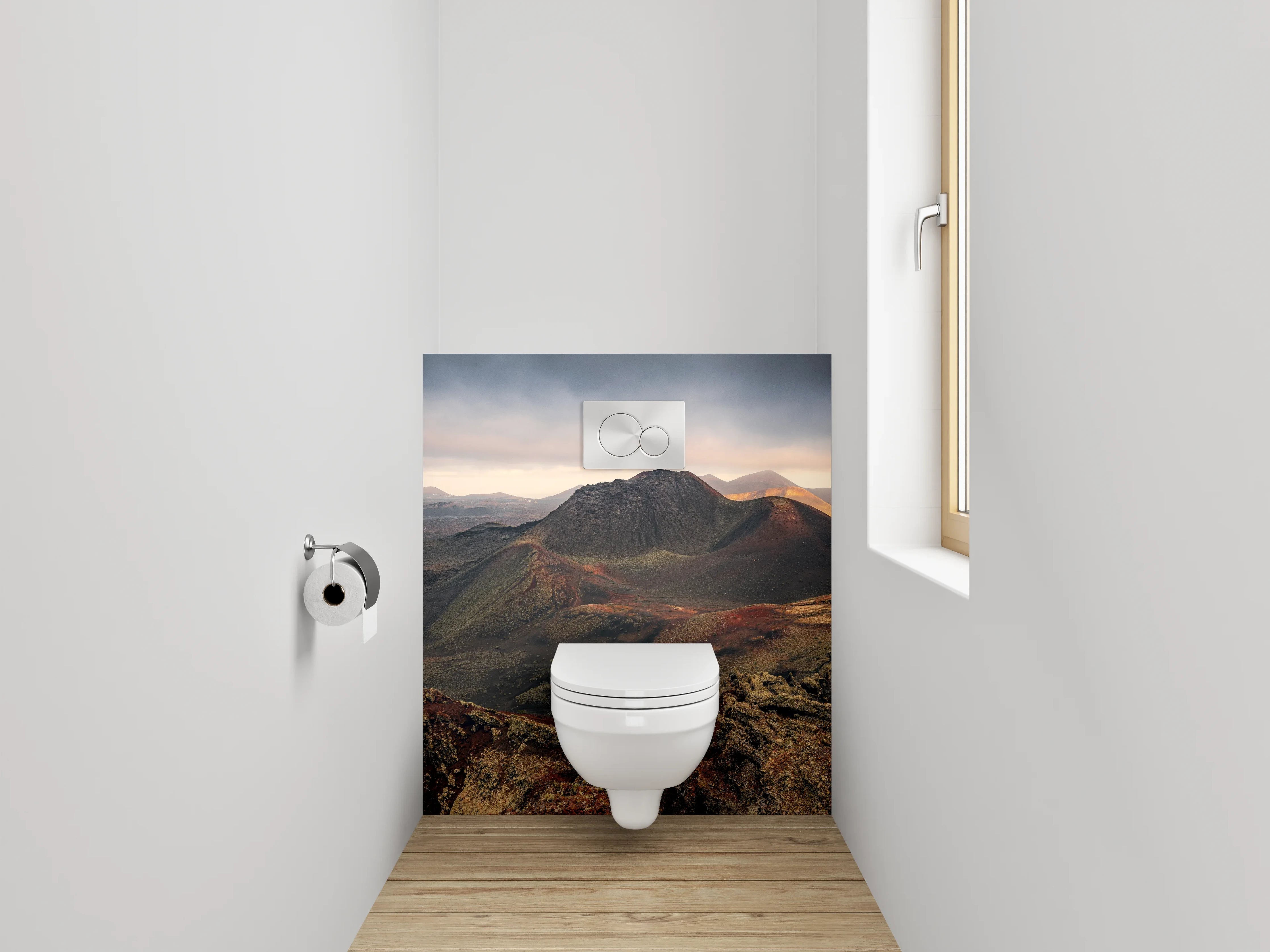 WC-Rückwand - Vulkanische Berglandschaft Sonnenlicht