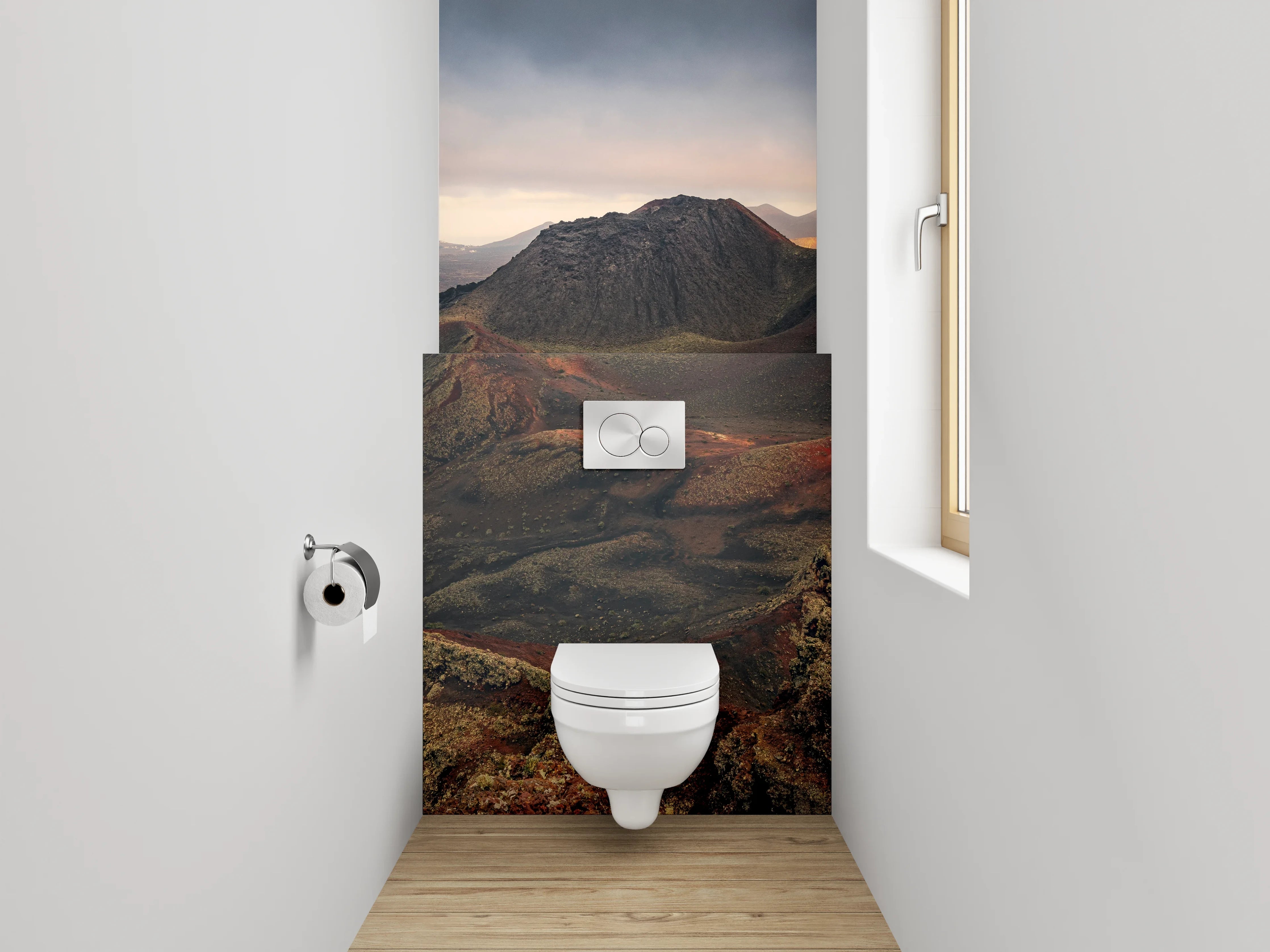 WC-Rückwand - Vulkanische Berglandschaft Sonnenlicht