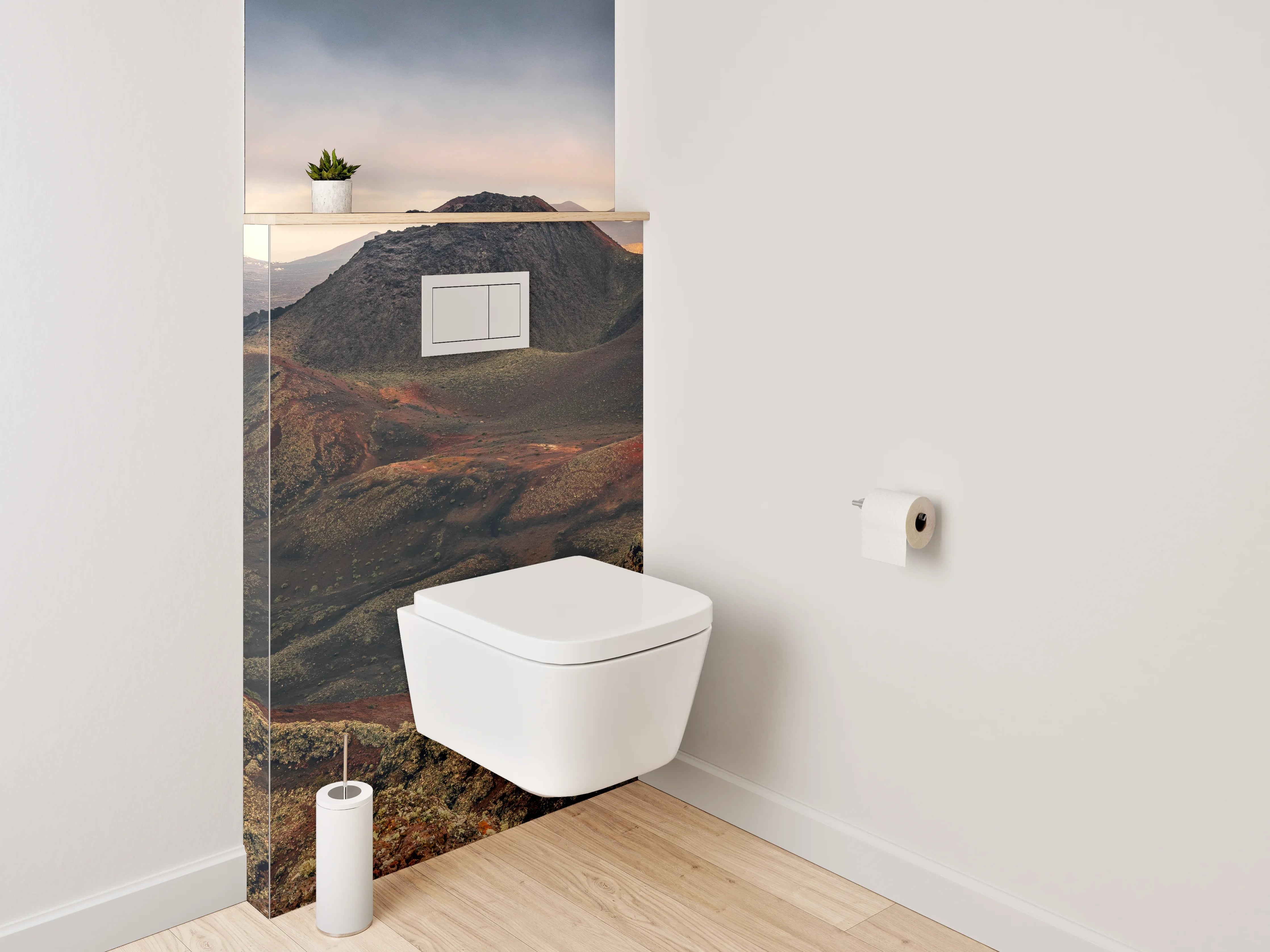 WC-Rückwand - Vulkanische Berglandschaft Sonnenlicht
