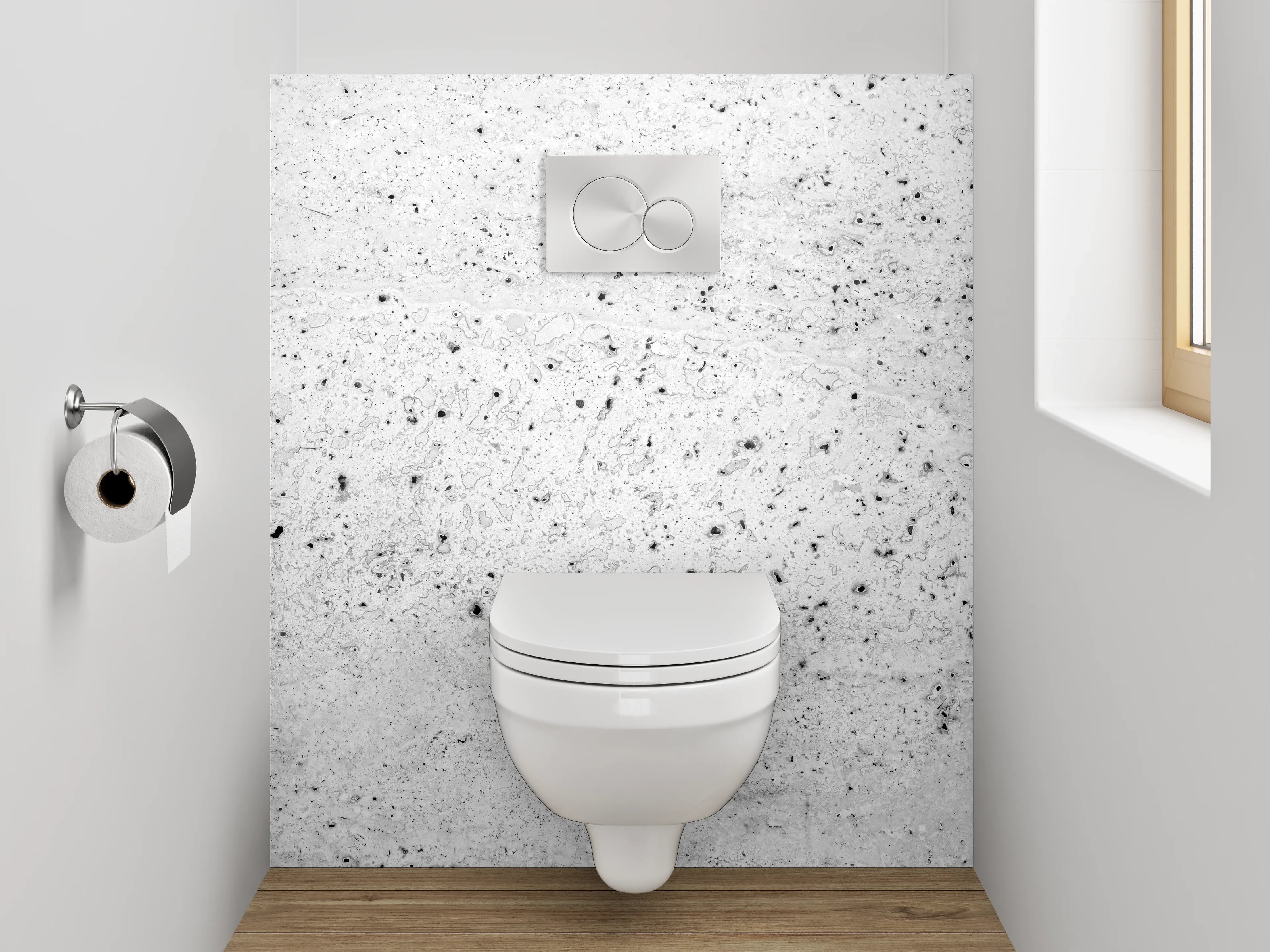 WC-Rückwand - Betonoptik Weiß Grau minimalistisch