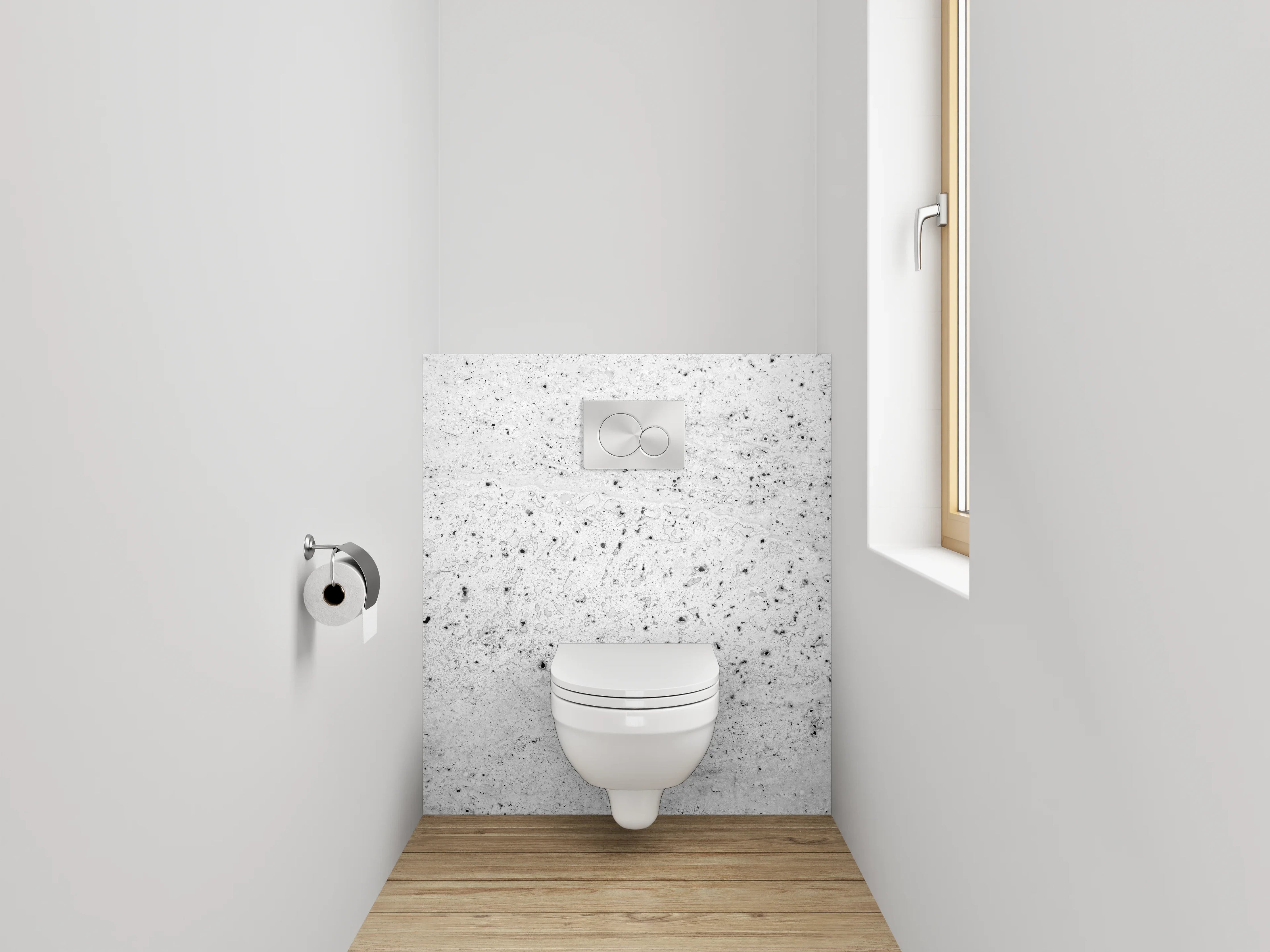WC-Rückwand - Betonoptik Weiß Grau minimalistisch